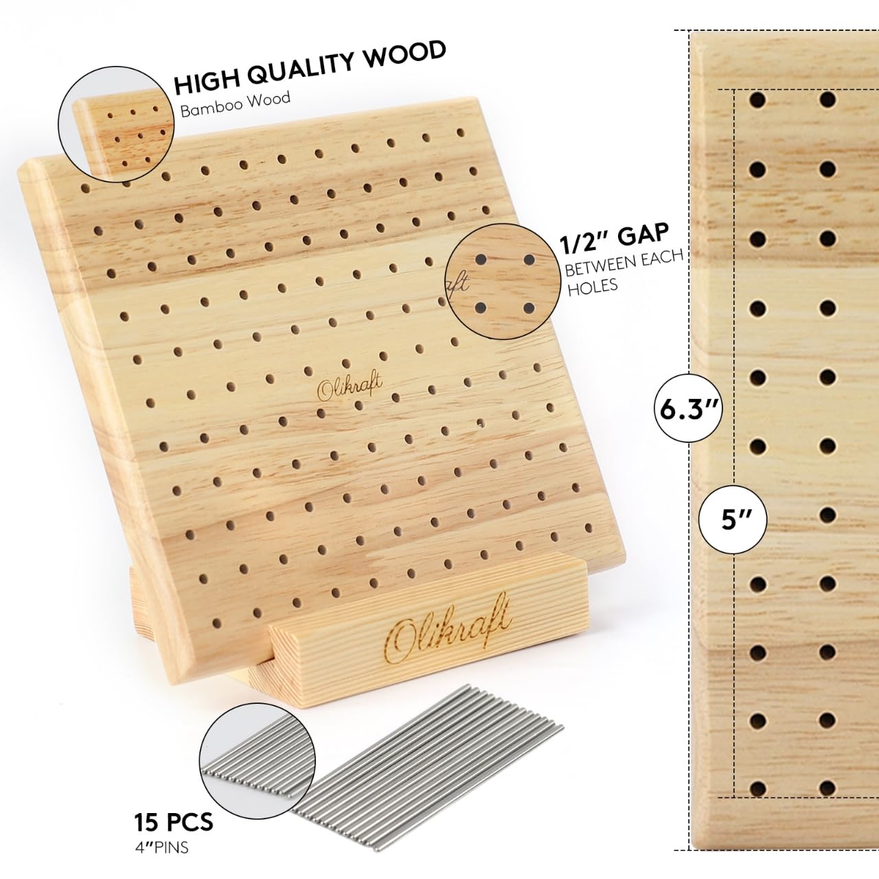 Crochet Blocking Board with Pegs 15 Pins - Granny Square Blocking Board, Blocking Boards for Crochet Projects, Crochet Accessories and Gadgets, Crochet Supplies, Crochet Tools (5 inches)