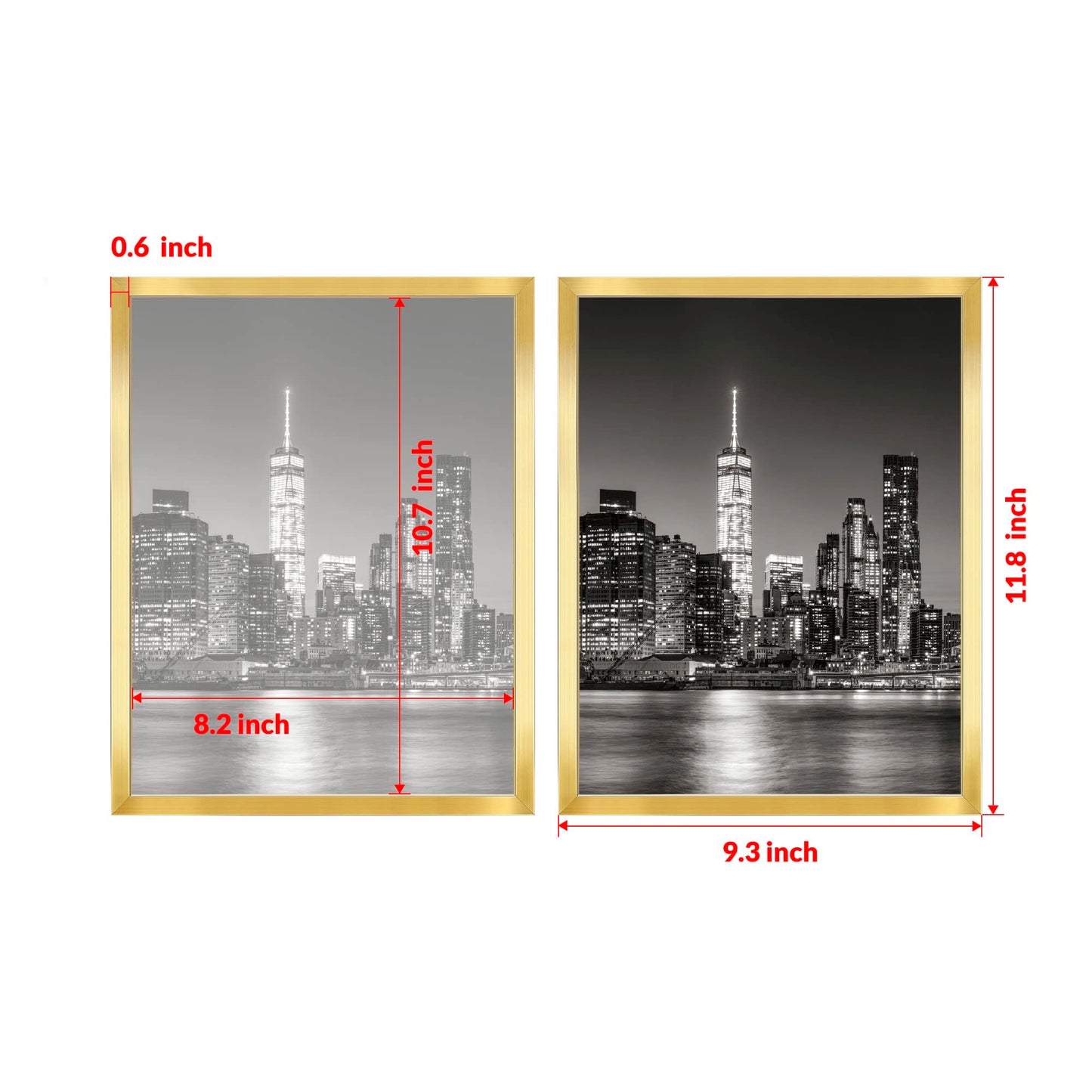 8.5x11 Picture Frame Gold(2 Pack), 8.5 x 11 Picture Frame for Wall Decoration, Classic Gold Minimalist Style Suitable for Decorating Houses, Offices, Hotels
