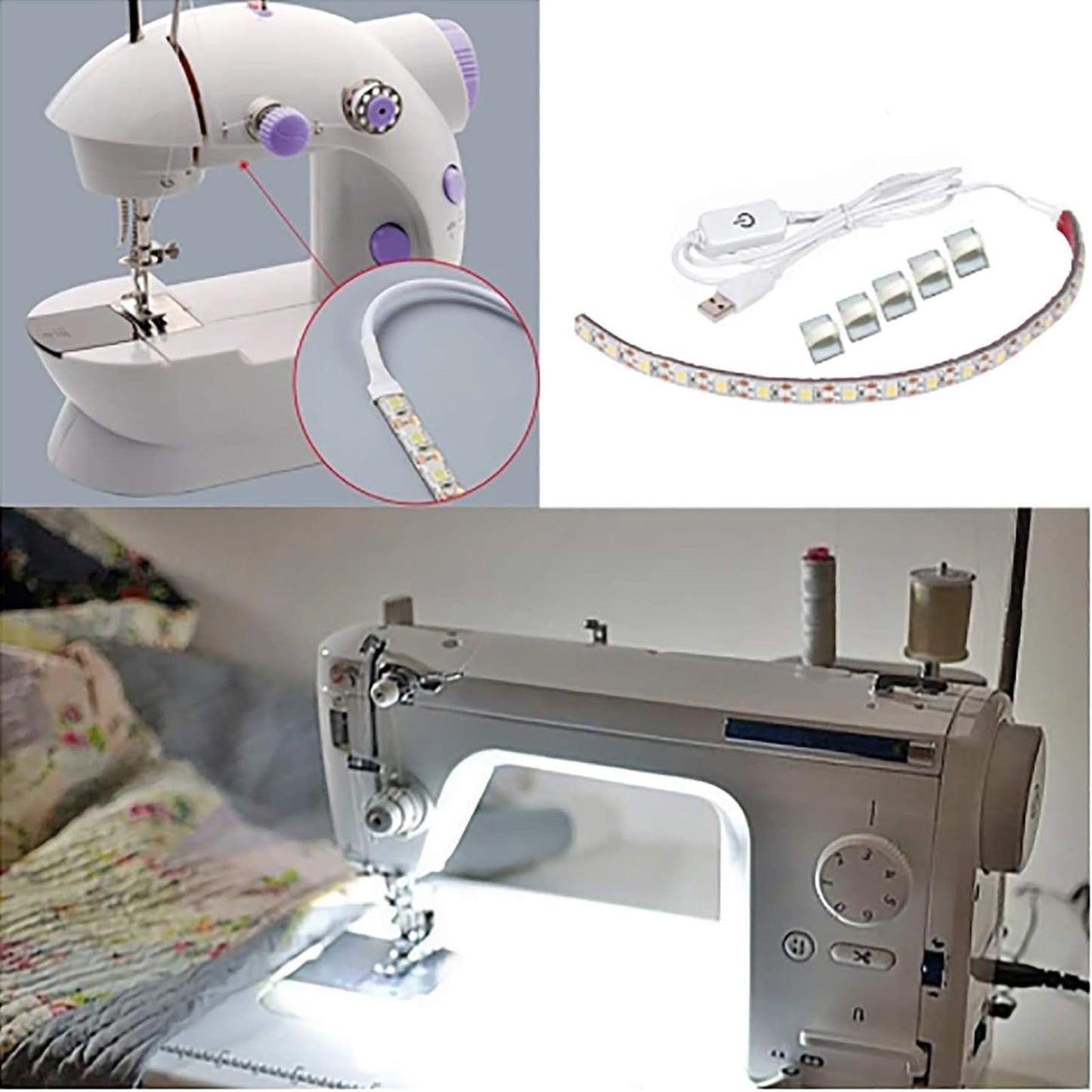 YICBOR Sewing Machine LED Light Strip Light Kit 11.8inch DC5V Flexible USB Sewing Light 30cm Industrial Machine Working LED Lights