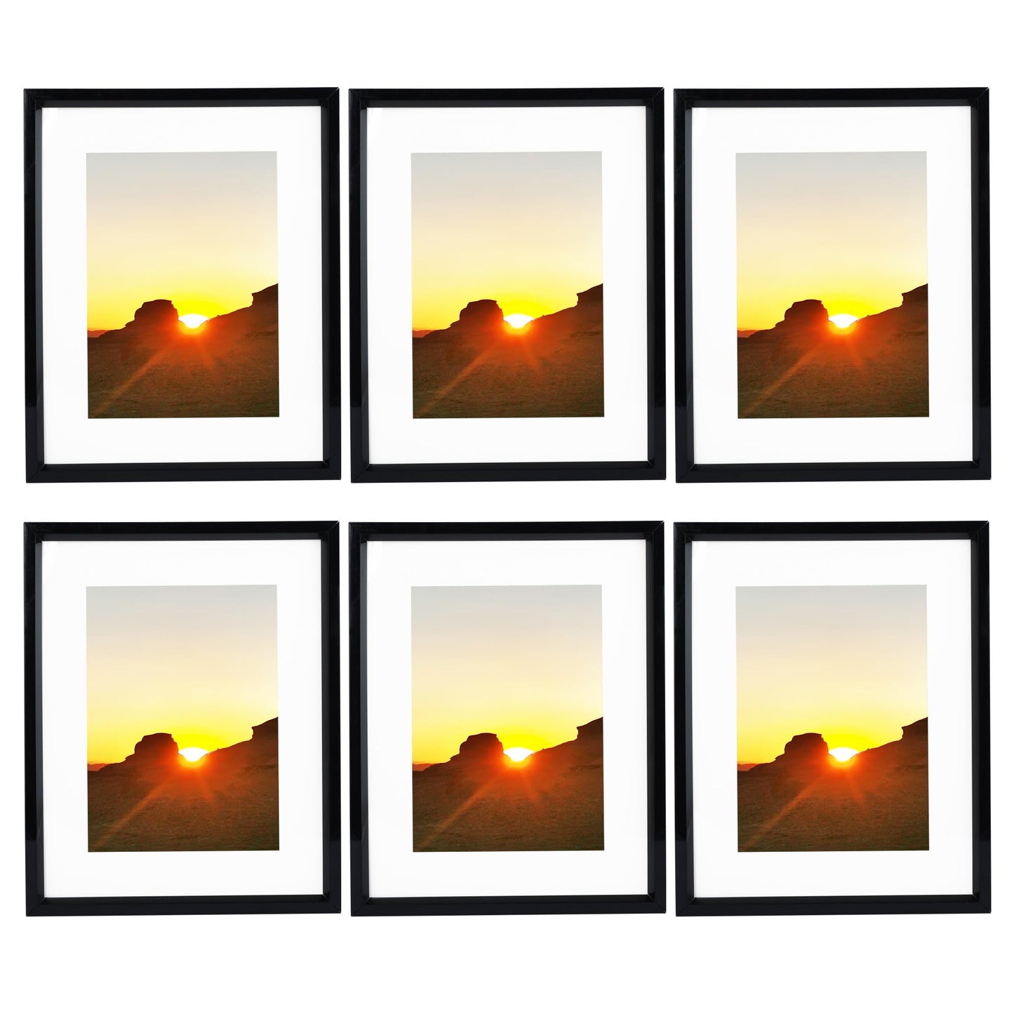 8x10 Picture Frame Black, Collage 6 Pack Display Pictures 8x10 Without mat 5x7 With mat Collage Pictures Frame 8x10,Black,6Pack