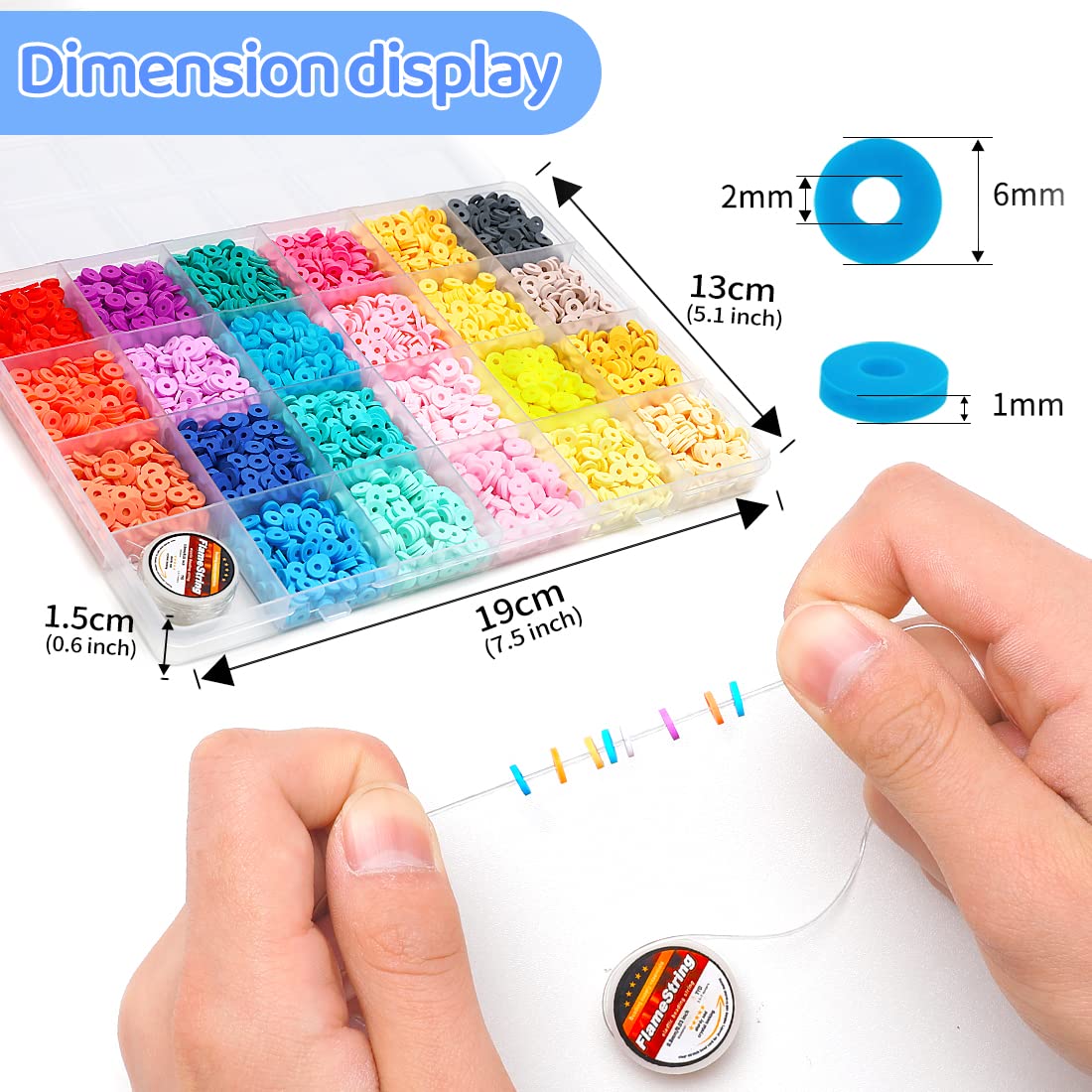 Redtwo 6800 pcs Clay Beads Bracelet Making Kit, Flat Beads for Jewelry Making, Polymer Heishi Set for Bracelet Necklace DIY Crafts Gift for Girls Ages 6-12