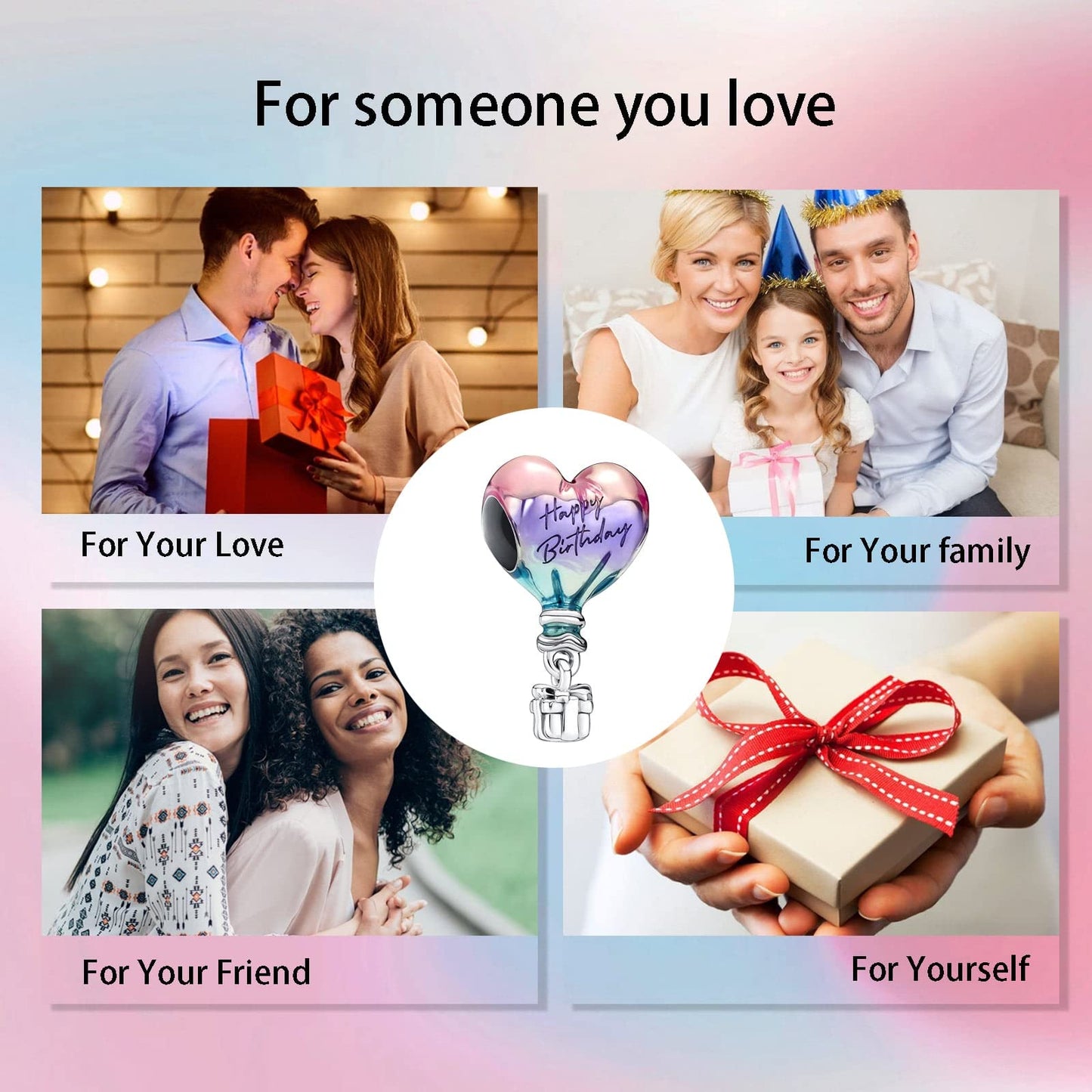 Alstade Happy Birthday Hot Air Balloon Charm 925 Sterling Silver Charms fits Bracelets and Necklace Pendant Bead Charms Jewelry Present for Women Family Friends