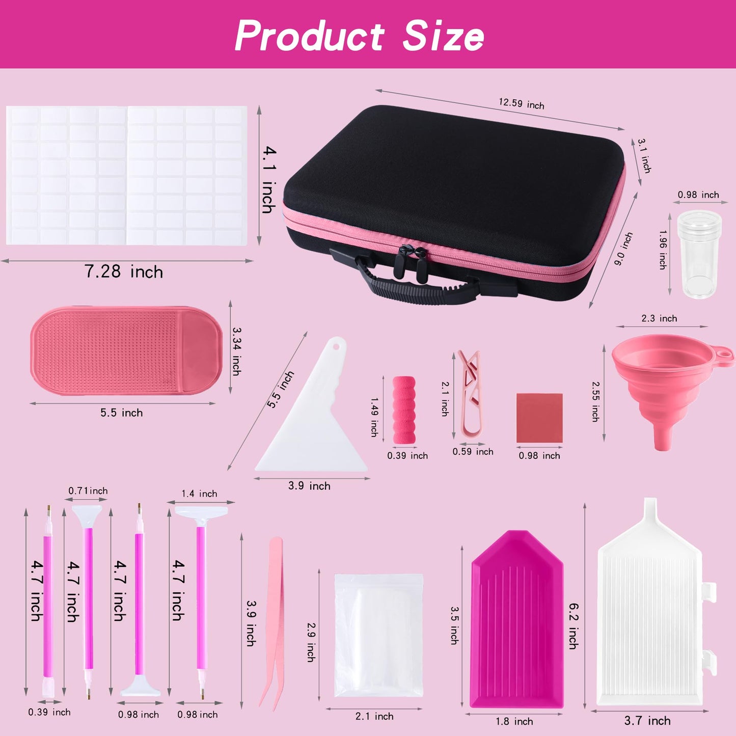 LYMUSUMI Diamond Art Storage Containers 60 Slots Diamond Painting Accessories and Tools Portable Bead Organizer Boxes for Adults(Pink)