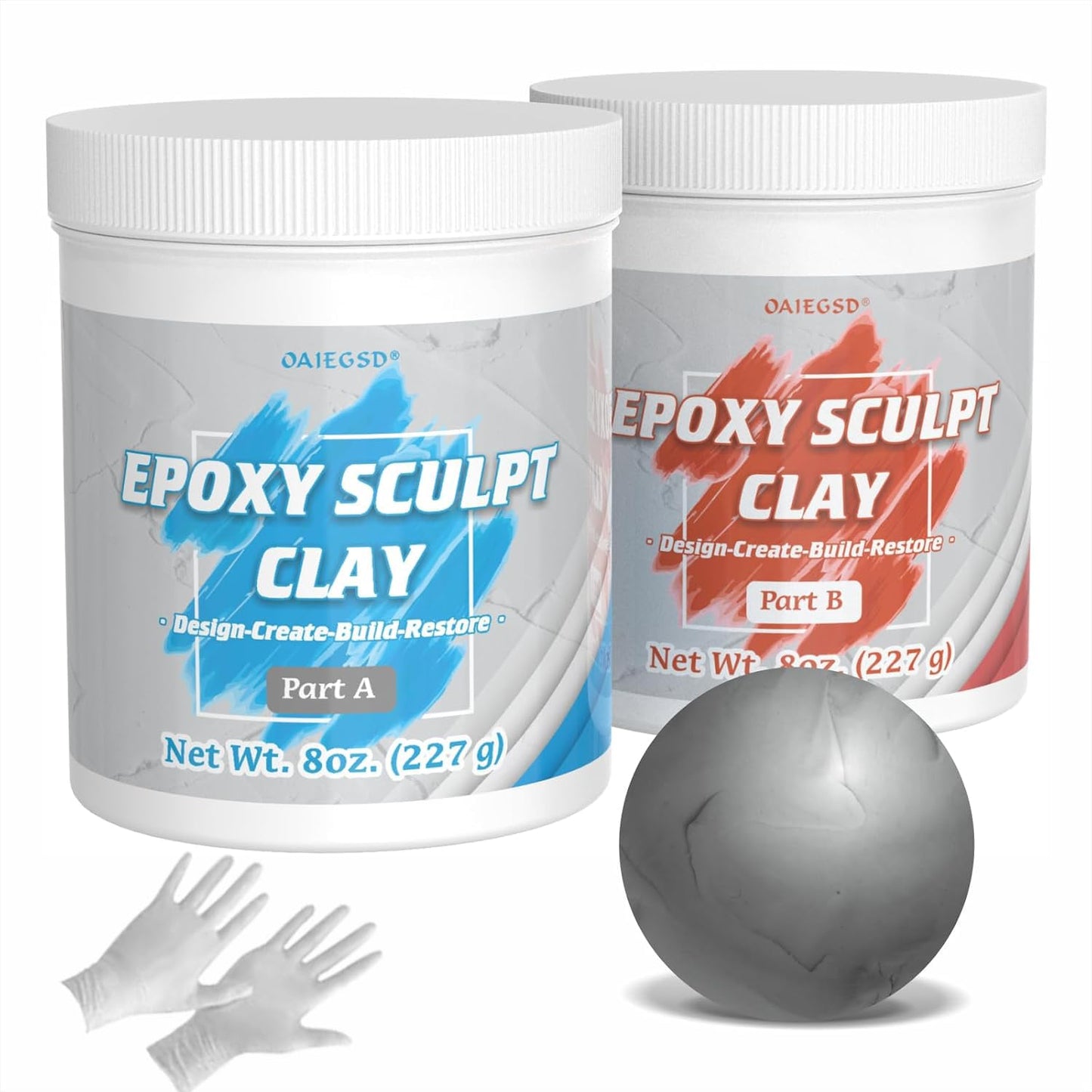 1 Pound Natural Epoxy Putty Sculpt Clay, 2 Part (A & B) Air Dry Clay Plaster Mold for Sculpting, Modeling, Building, Repairing, Self-Hardening Epoxy Clay Easily Repairs Metal, Wood, Tile, Ceramics