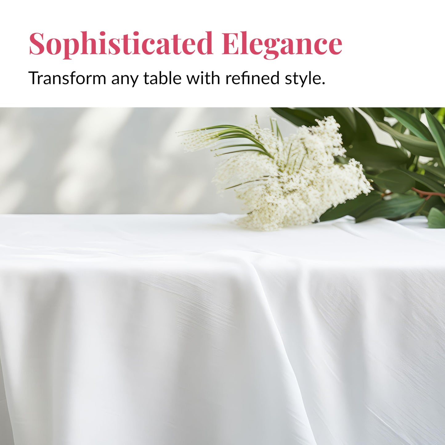 Prestee 48 White Plastic Tablecloth 108x54 Inches - No See-Through Rectangular Disposable Tablecloths for Indoor and Outdoor Events - Heavy-Duty and Waterproof for Holiday and Thanksgiving