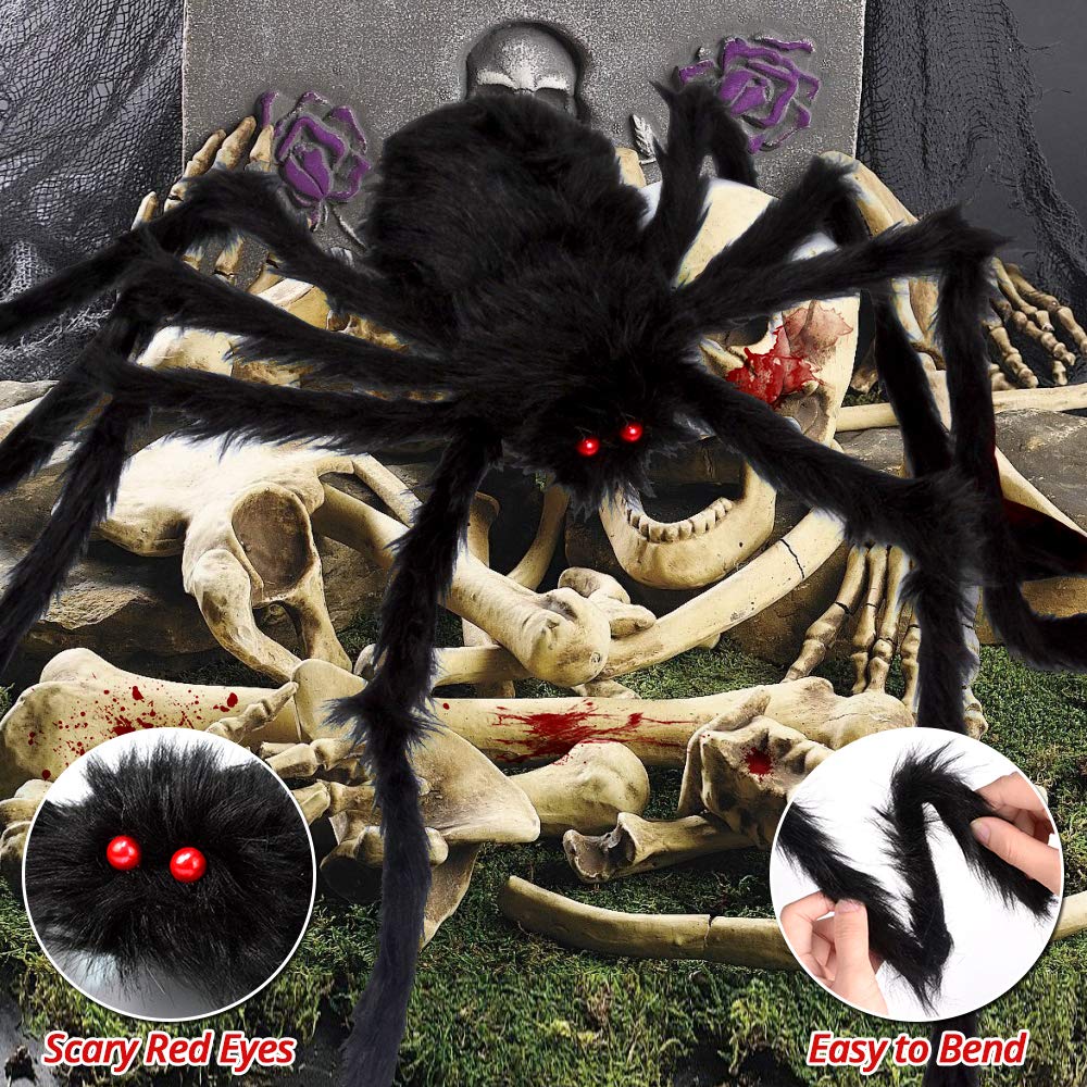200" Halloween Spider Web + 59" Giant Spider Decorations Fake Spiders with Triangular Huge Spiders Web for Indoor Outdoor Halloween Decorations Yard