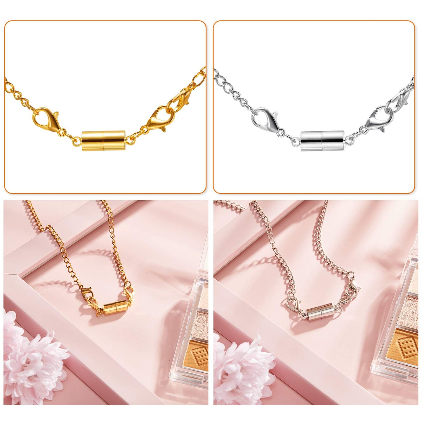 Yaomiao 30 Pcs Gold and Silver Necklace Clasps Magnetic Jewelry Locking Clasps and Closures Bracelet Lobster Clasp Connector for DIY Necklace Bracelet Jewelry Crafts Making Supplies