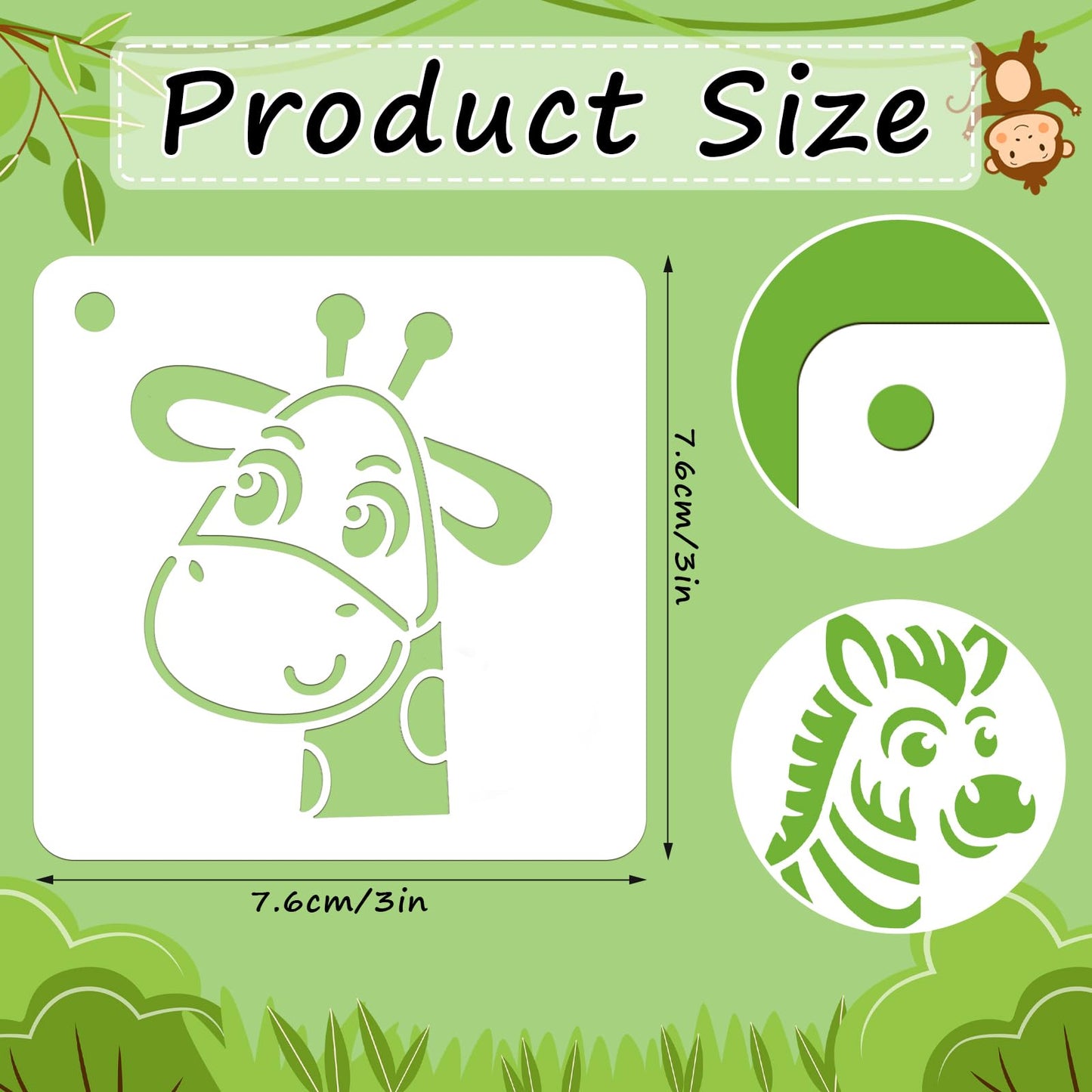 JULMELON Animal Stencils 20Pcs Animal Stencils for Drawing Kid for Painting on Wood Cute Baby Style DIY Art (3 x 3 inches)