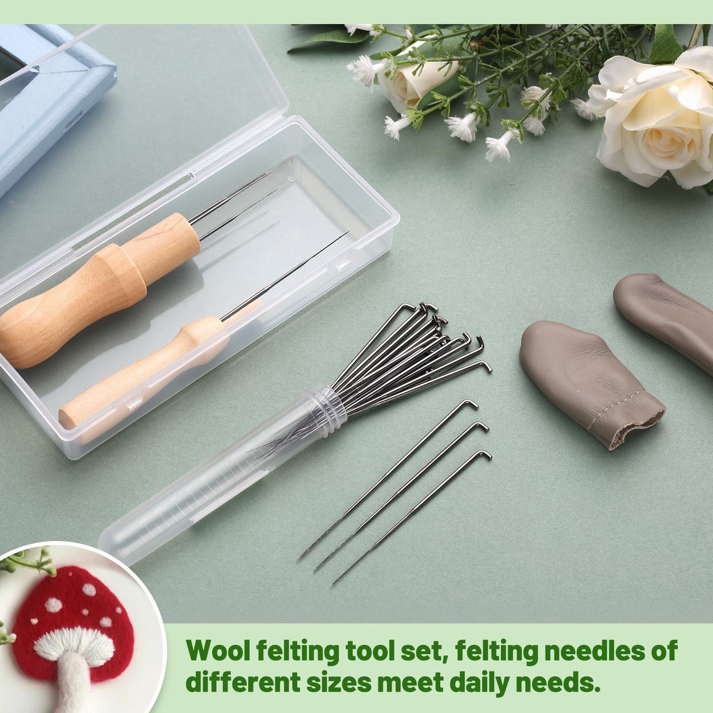 Needle Felting Kit, Wool Felting Needles, 4 Sizes Felting Needles with Needle Bottle Felting Tool Holders, Complete Needle Felting Tools Kit Needle Felting Supplies for Beginner Professional