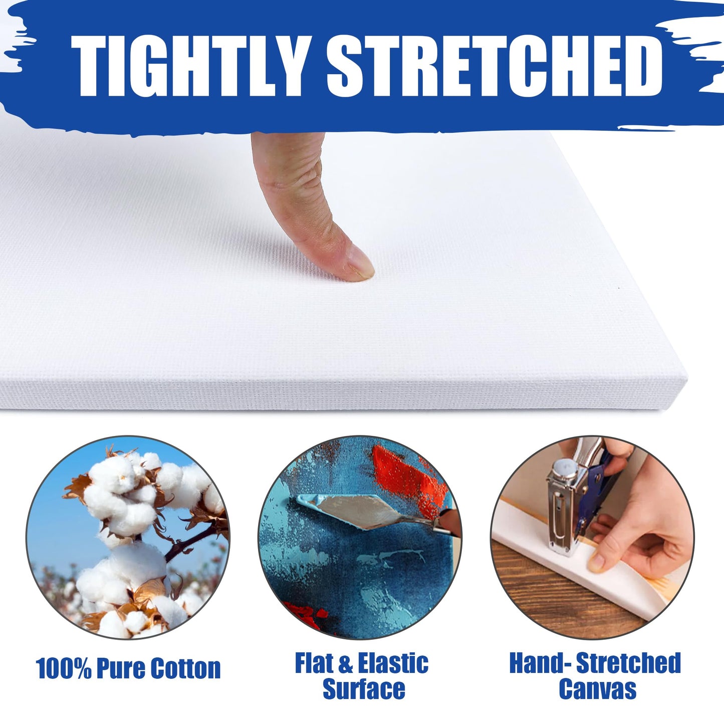 Stretched Canvases for Painting with 11x14 Inch, 5x7 Inch, 8x10, Painting Canvas for Acrylics,Oils & Other Painting Media, 5/8 Inch Profile 100% Cotton Artist Framed Canvas(3 Packs)