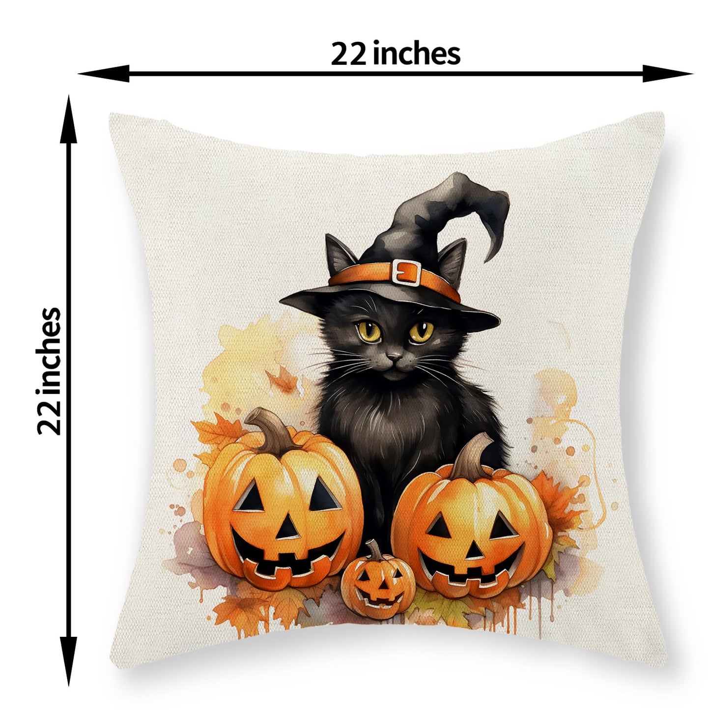 Halloween Pillow Covers 22x22 Set of 2 Black Cat Pumpkin Pillowcase Halloween Decorations Outdoor Throw Pillow Covers Linen Farmhouse Fall Thanksgiving Decor Cushion Case for Couch Home Sofa