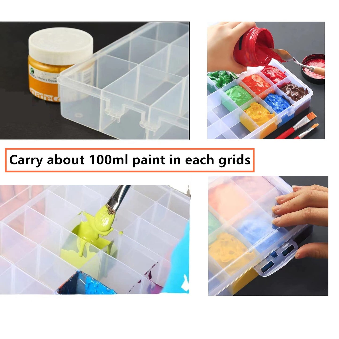 1 PCS 36 Grids Large Plastic Organizer Box with Dividers, Compartment Organizer Box for Nail Accessories/Screw/Sewing Arts and Oil Paint, Bead Storage Containers 14.9" x 9.2" x 1.9" (Clear)