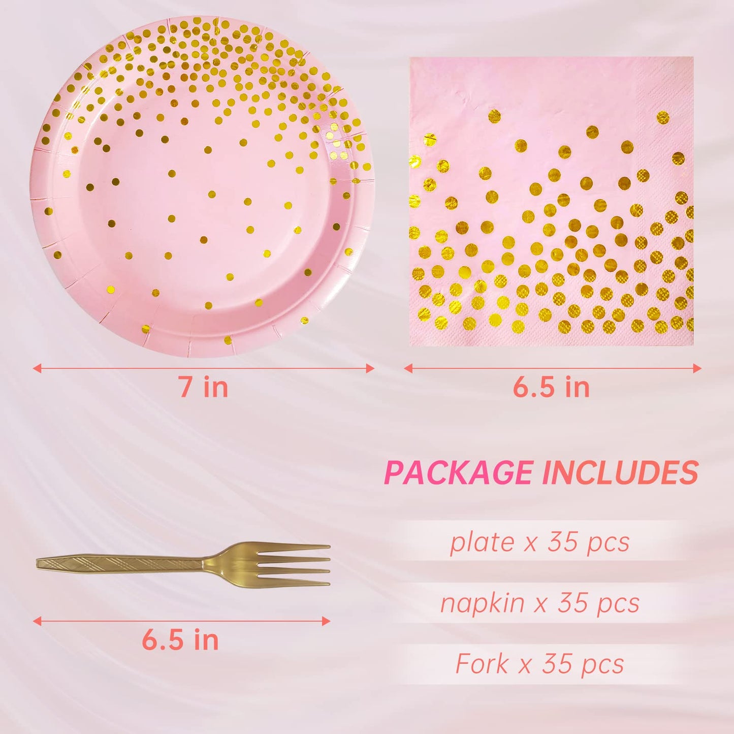 WXLDGHQ Pink and Gold Party Supplies,Serves 35 Guests Pink Paper Plates and Napkins,Disposable Party Paper Plates for Birthday Wedding Party Decorations