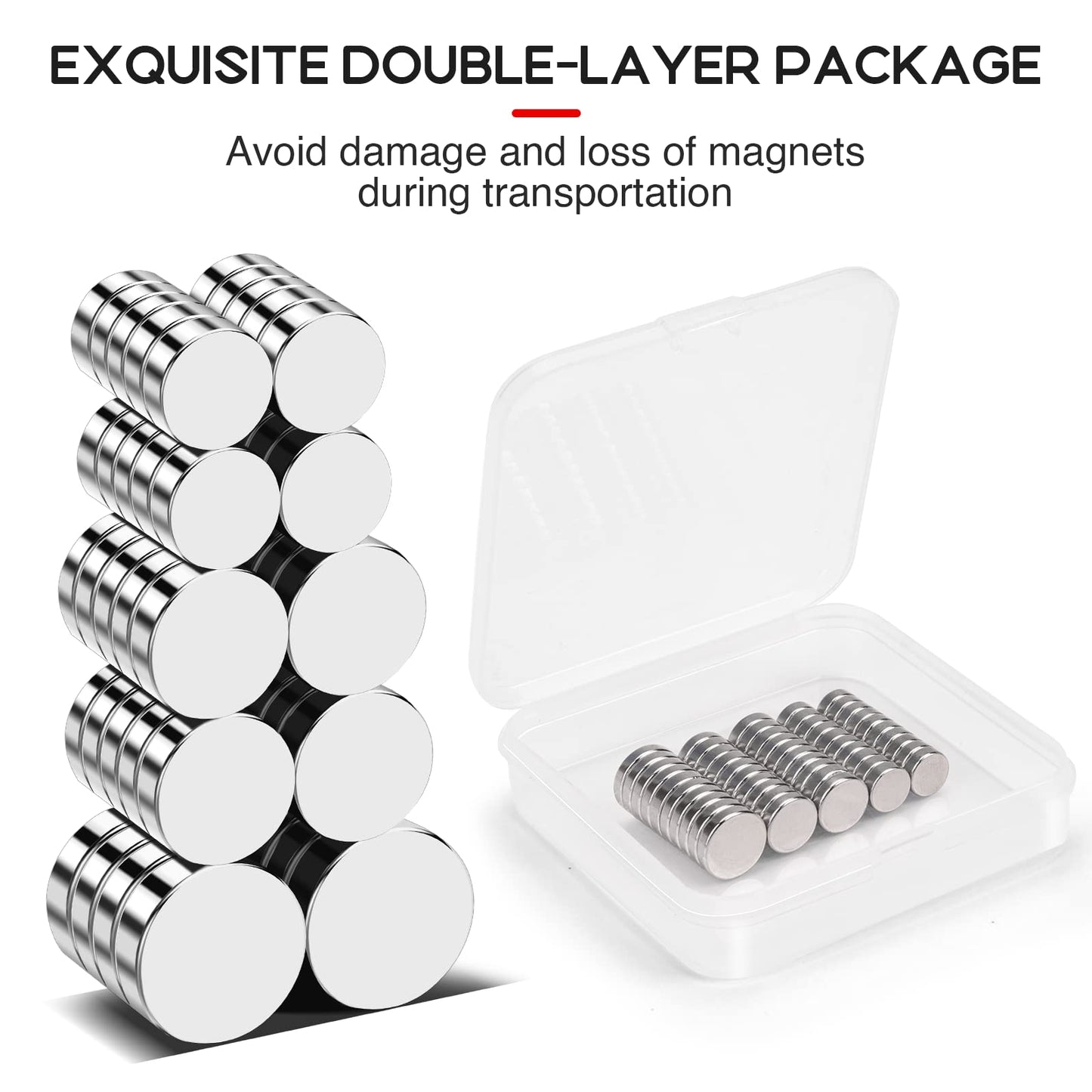 VSKIZ 50Pcs Fridge Magnet, 3 Different Size Small Magnets, Rare Earth Magnet Strong Neodymium Magnets for Whiteboard Crafts DIY Office