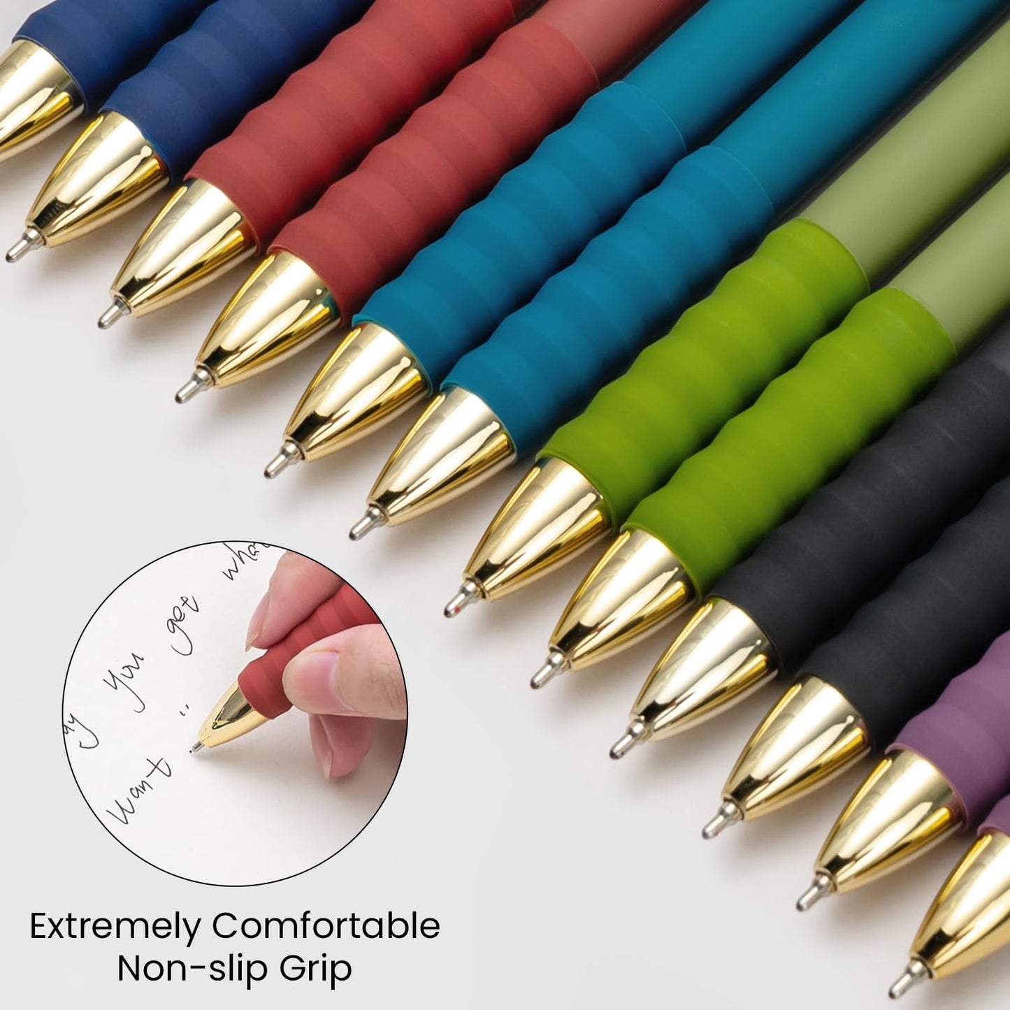 Aisibeiger Ballpoint Pens Black Ink Ball Point Pen with Super Soft Grip Medium Point 1.0mm for Office (Vintage 12-count)