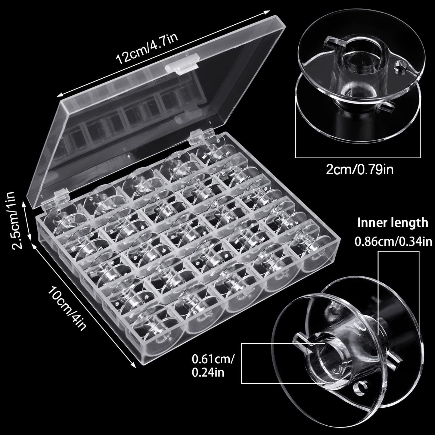 50 Pcs Bobbins, Plastic Bobbins for Sewing Machine, Sewing Bobbins with Bobbin Case, Bobbin for Sin-ger/Bro-Ther, Bobbins for Singer Sewing Machine