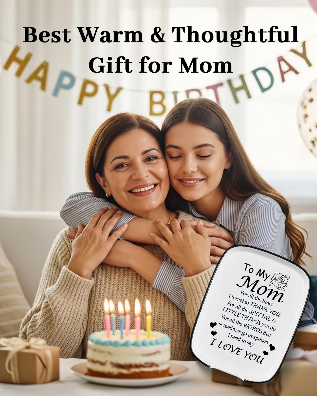Thank You Gifts for Mom, I Love You Gift for Moms, Mothers Day Birthday Kitchen Gift for Mom Mother from Daughter Son, Spoon Rest for Stove Top, Spoon Holder for Kitchen Counter Decor