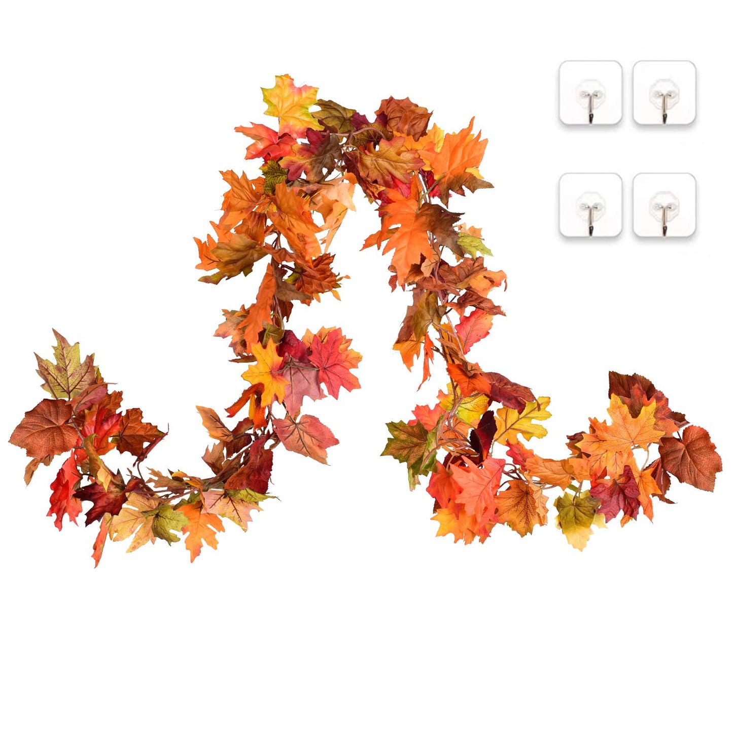 Artiflr 2 Pack Fall Garland Maple Leaf Clearance, 5.9Ft/Piece Hanging Vine Garland Artificial Autumn Foliage Garland Thanksgiving Decor for Home Wedding Fireplace Party Christmas