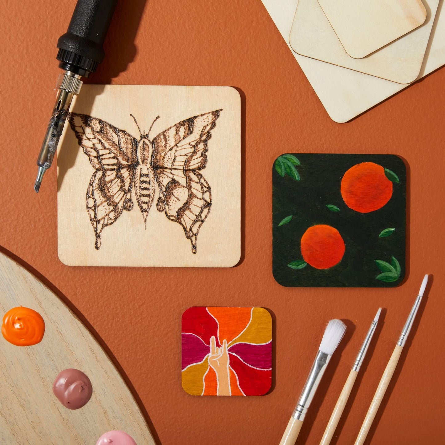 70 Pack Unfinished Wood Squares for Crafts, Wood Burning, Engraving (3 Sizes, 2", 3", 4")