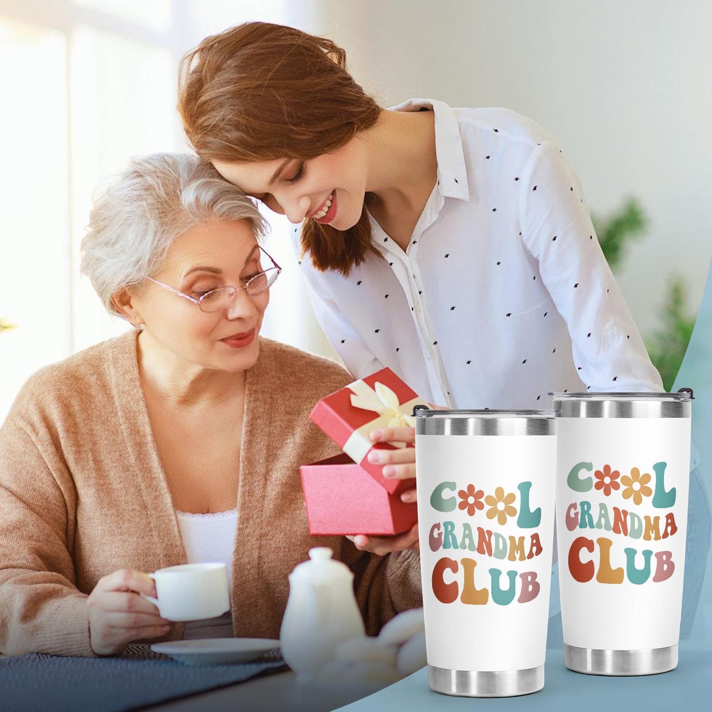 Aurahouse Mothers Day Grandma Gifts-Cool Grandmas Club Tumbler 20oz, Birthday Gifts for New Grandmas, First Time Grandma-to-be, Nana, Mimi, Gigi Christmas Coffee Cup