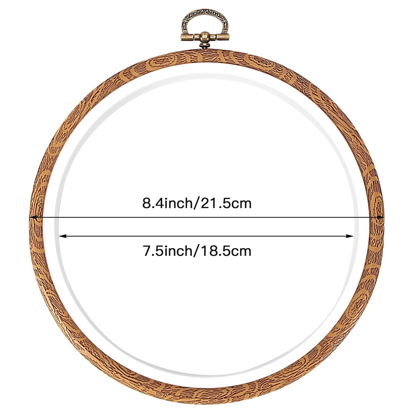8inch Embroidery Hoop Frame Imitated Wood Embroidery Circle Round Display Frame Ring Cross Stitch Hoops Embroidery Hoops Set for Art Craft Sewing and Hanging, Rug Punch Set