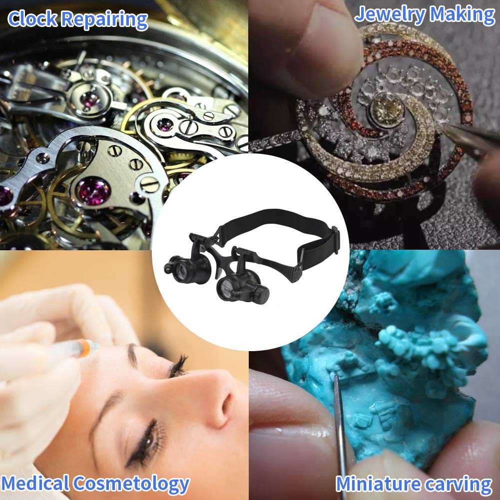 Beileshi Watch Repair Magnifier Loupe Jeweler Magnifying Glasses Tool Set with LED Light with 8 Interchangeable Lens-2.5X 4X 6X 8X 10x 15x 20x 25x