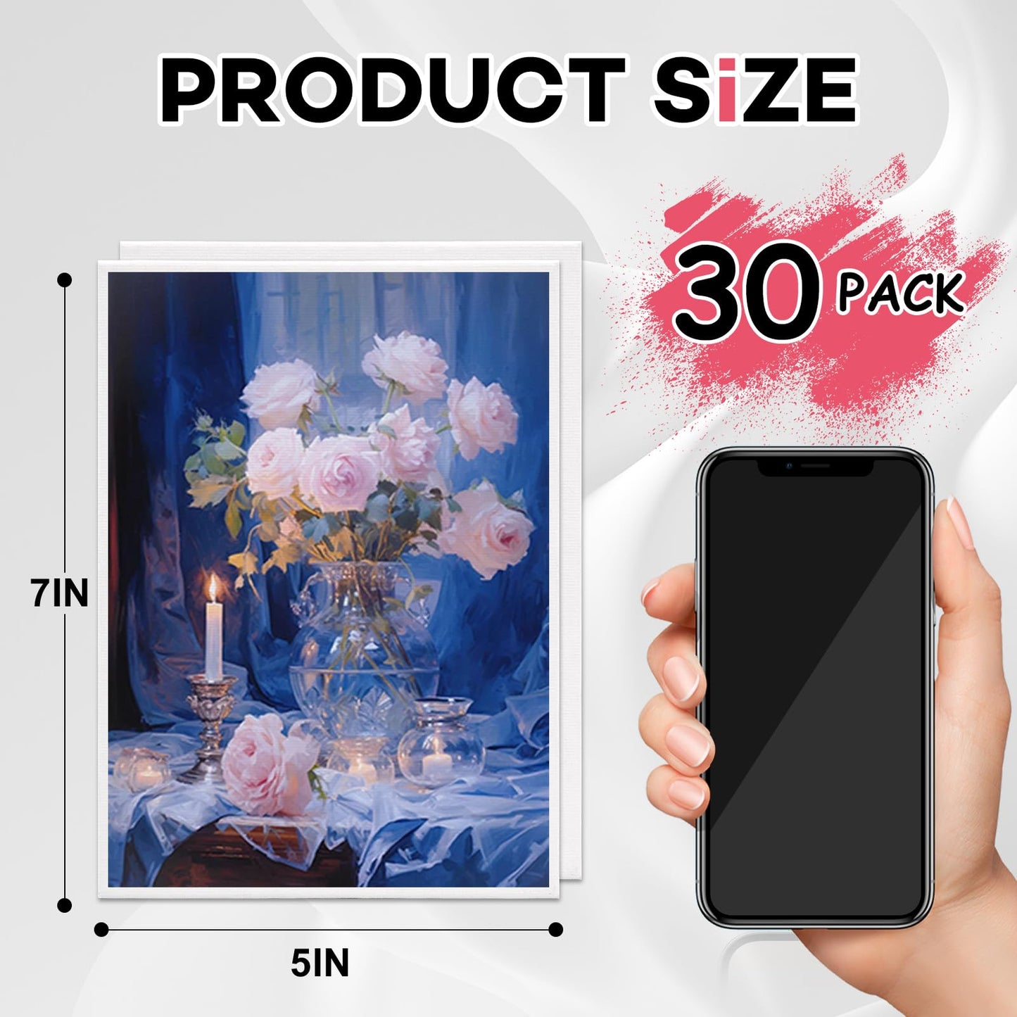 5x7IN Small Canvases for Painting, 30 Pack Mini Canvas Boards for Painting Canvas Primed Acid Free Mini Blank Canvas Panels for Oil Paint,Watercolor,Acrylic Paint,Gouache&Tempera.