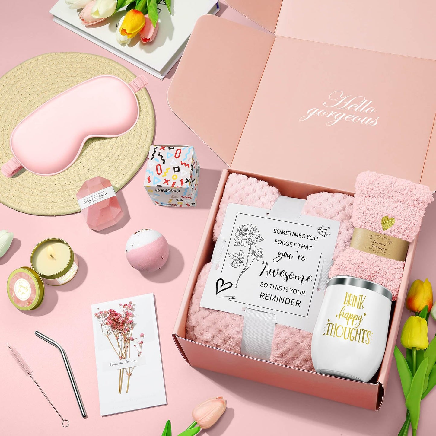 Gifts for Mom Women Daughter Girlfriend Wife, Happy Birthday Gifts for Women Mom Her Friend Sister Wife Grandma, Self Care Gift Get Well Relaxing Spa Galentines Day Gift Basket Set