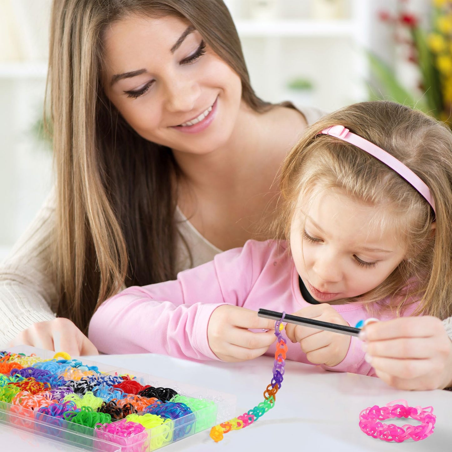 64 Colors Rubber Band Bracelet Kit, Bracelet Making Kit for Art and Craft, Rubberband Bracelets Kit for Kids Ages 6+, Bands Kit Girls Boys Birthday Gift