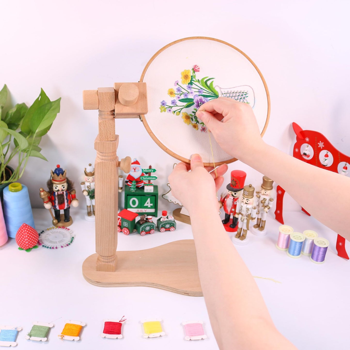 Guofa Embroidery Hoop Holder, Rotated Cross Stitch Stand, Lap Embroidery Stand for DIY Craft, Sewing Needlepoint Frame Holder