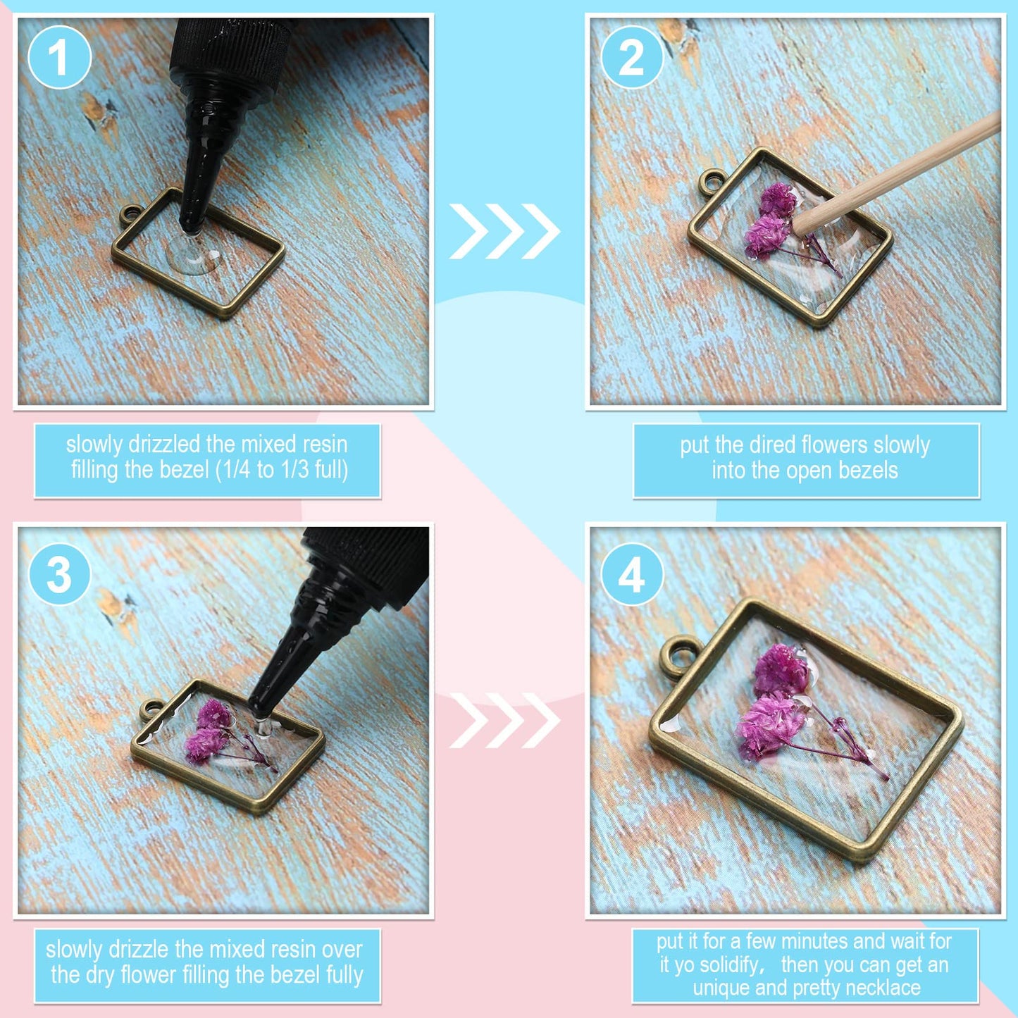Inbagi 180 Pcs Open Bezels for Resin Jewelry Making Kit Hollow Frame Pendants Resin Craft Bezels Assorted Geometric Frame Charms for Casting Necklace Earring