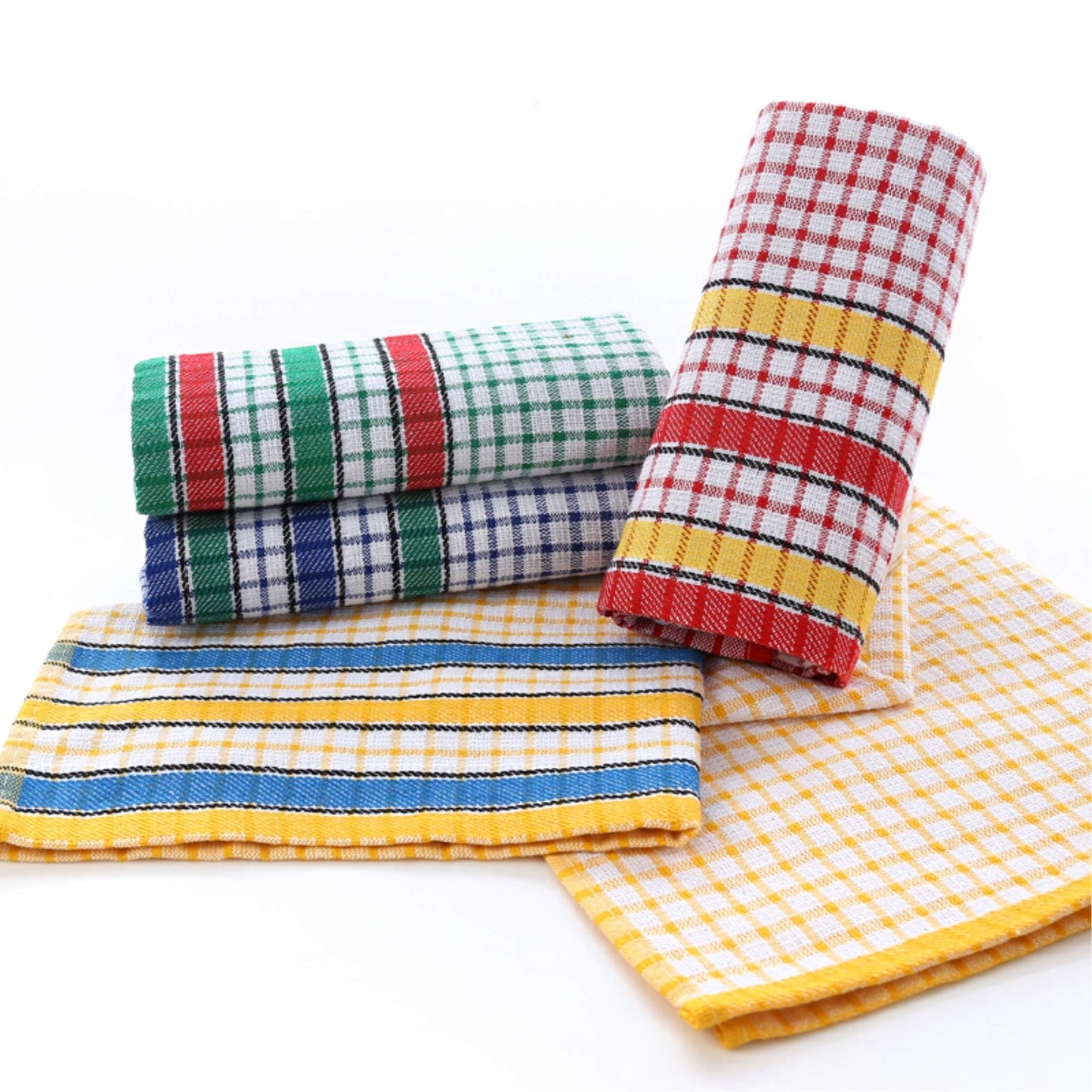 Large Kitchen Dish Towels, 16 Inch x 26 Inch Bulk Absorbent Cotton Kitchen Towels, 4 Pack Bright Colorful Tea/Bar Towel for Washing Drying Dishes and Household