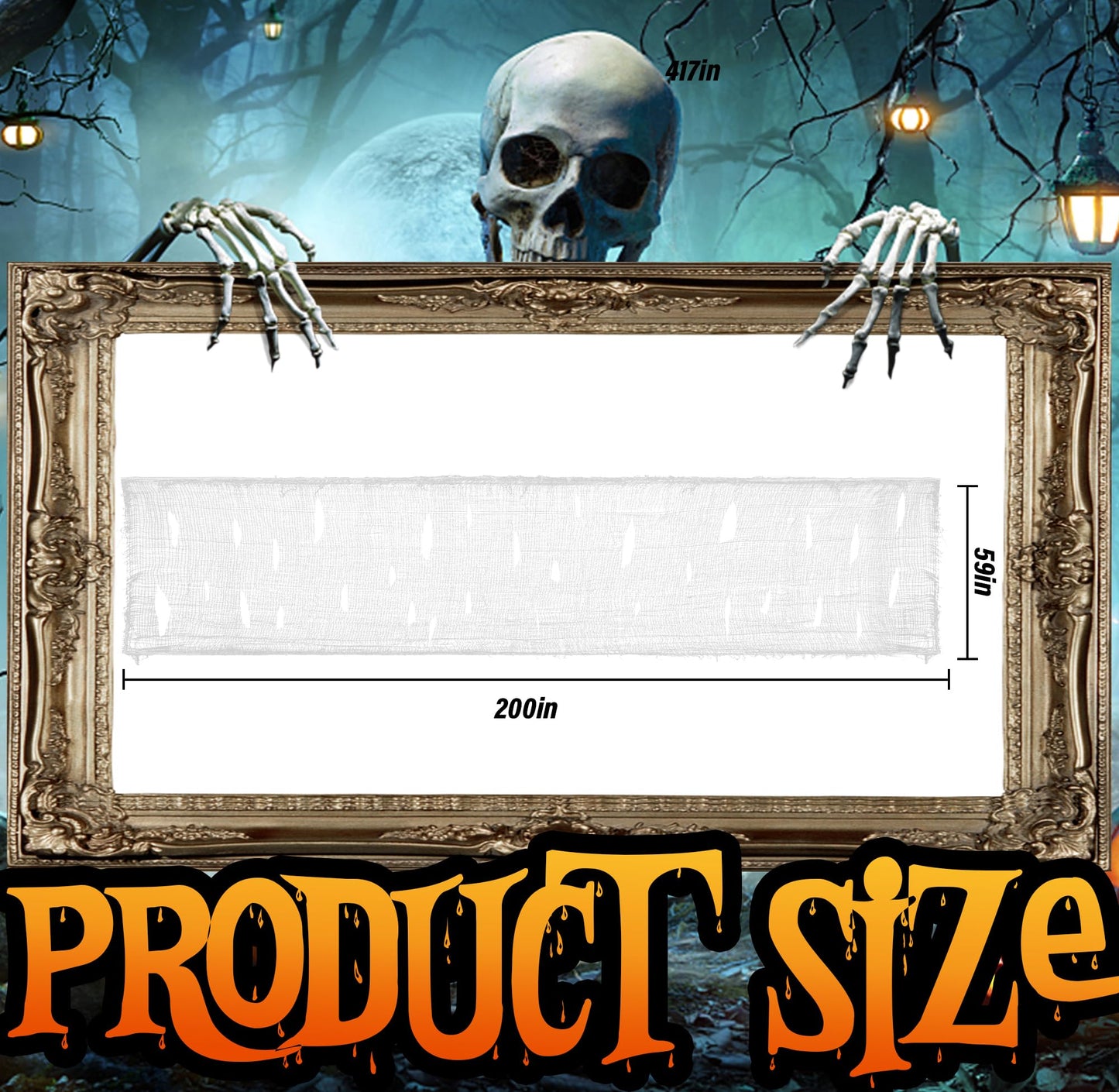 Tlswshsy 200" x 59" Halloween Spooky Cloth - Creepy Spooky Halloween Decorations - Large Size Scary Creepy Gauze for Halloween Party Supplies Stairway Window Table Doorways Decor