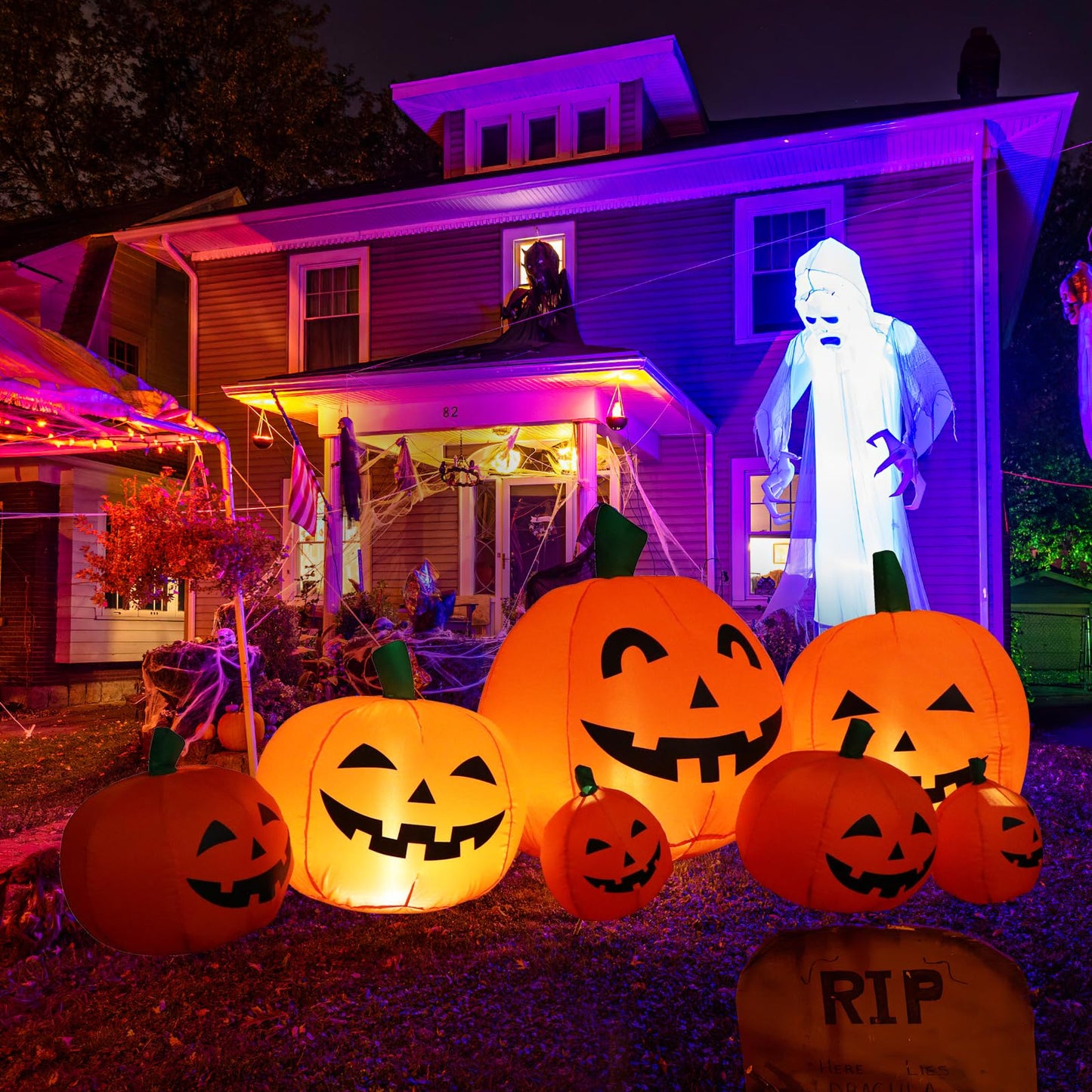 7 Ft Halloween Blow up Inflatable Pumpkin Decoration-Lighted Halloween Inflatable Pumpkin for Home Yard Garden Indoor and Outdoor Decoration