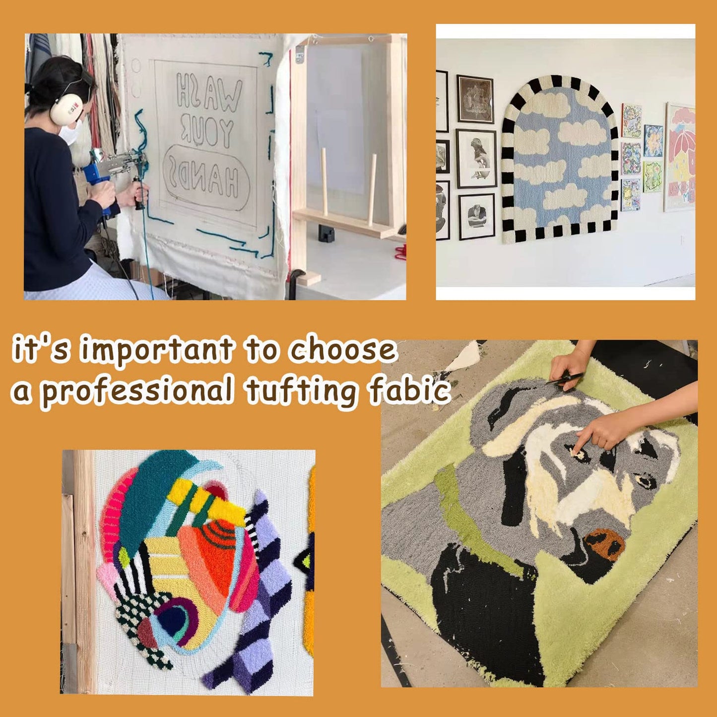 83" x 39" Upgraded Overlocking Tufting Cloth with Marked Lines,Large Monk's Cloth for Tufting Gun & Rug Tufting Fabric/Primary Tufting Cloth/Monk Cloth for Rug Tufting/Carpet Tufting Cloth