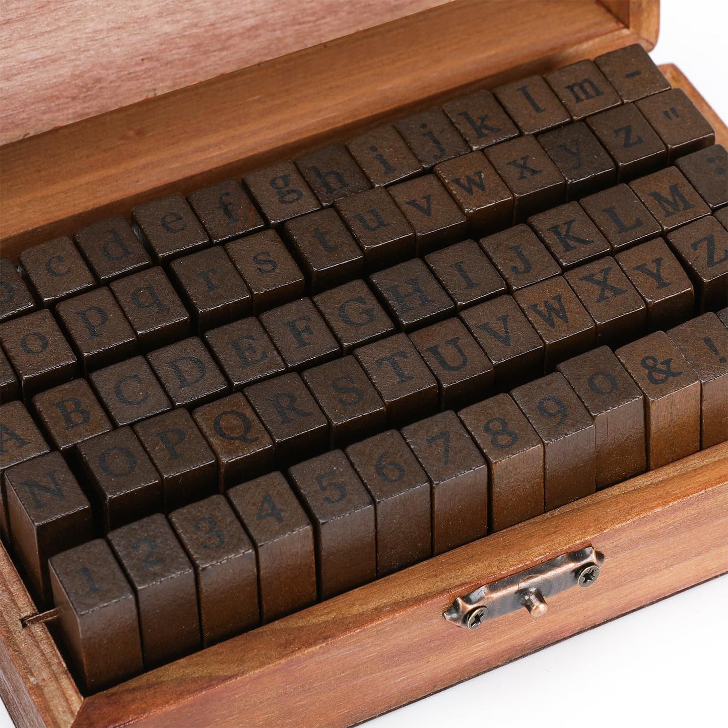 KMIKE Alphabet Stamps Set 70pcs Letter Number Symbol Vintage DIY Craft Card Making Wood Rubber Stamp