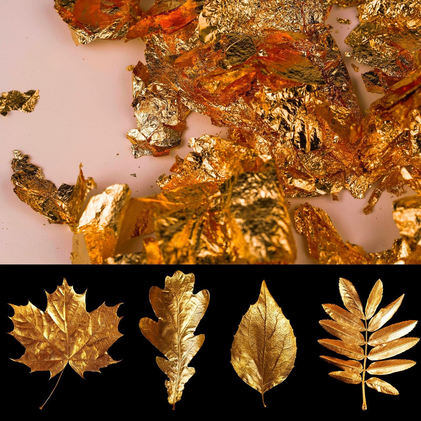 Bememo 100 Pcs Gold Leaf Sheets Imitation Gold Foil Paper Sheets for Arts, Gilding Crafting, Painting, Picture Frames, Projects, Furniture Decoration, 5.5" x 5.5"