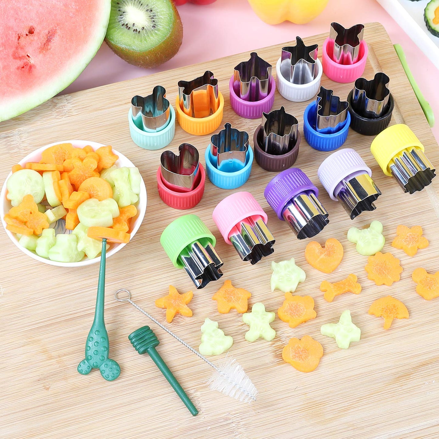 CECIAOAIME Mini Cookie Cutter Set 30 pcs for Kids Vegetable Cutters and Fruit Stamp Mold Different Shapes and Sizes Stainless Steel