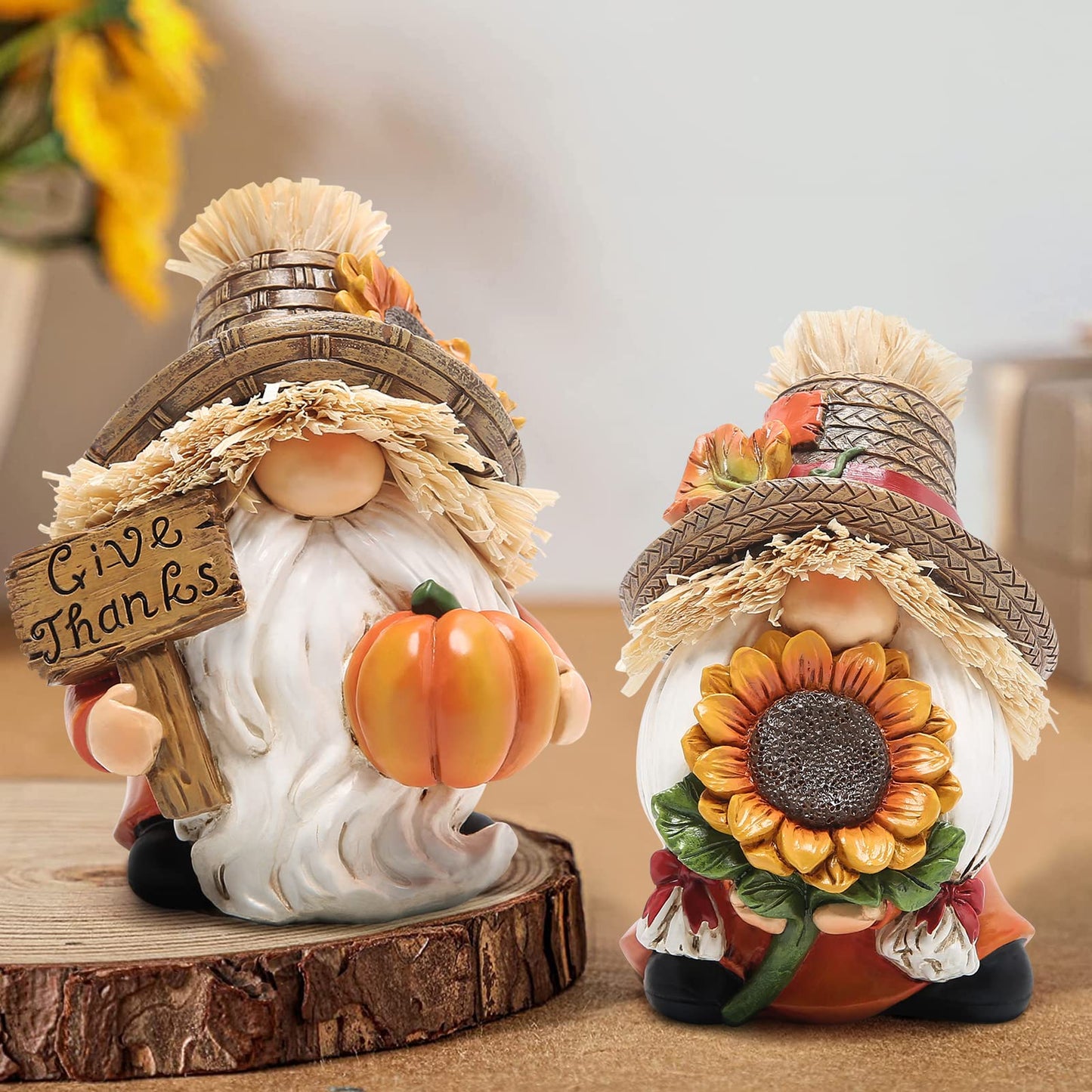 2pcs Thanksgiving Pumpkin Gnomes Decorations Handmade Swedish Tomte Elf for Fall Decor Gift - Fall Thanksgiving Party Home Kitchen Table Decor - Autumn Gifts