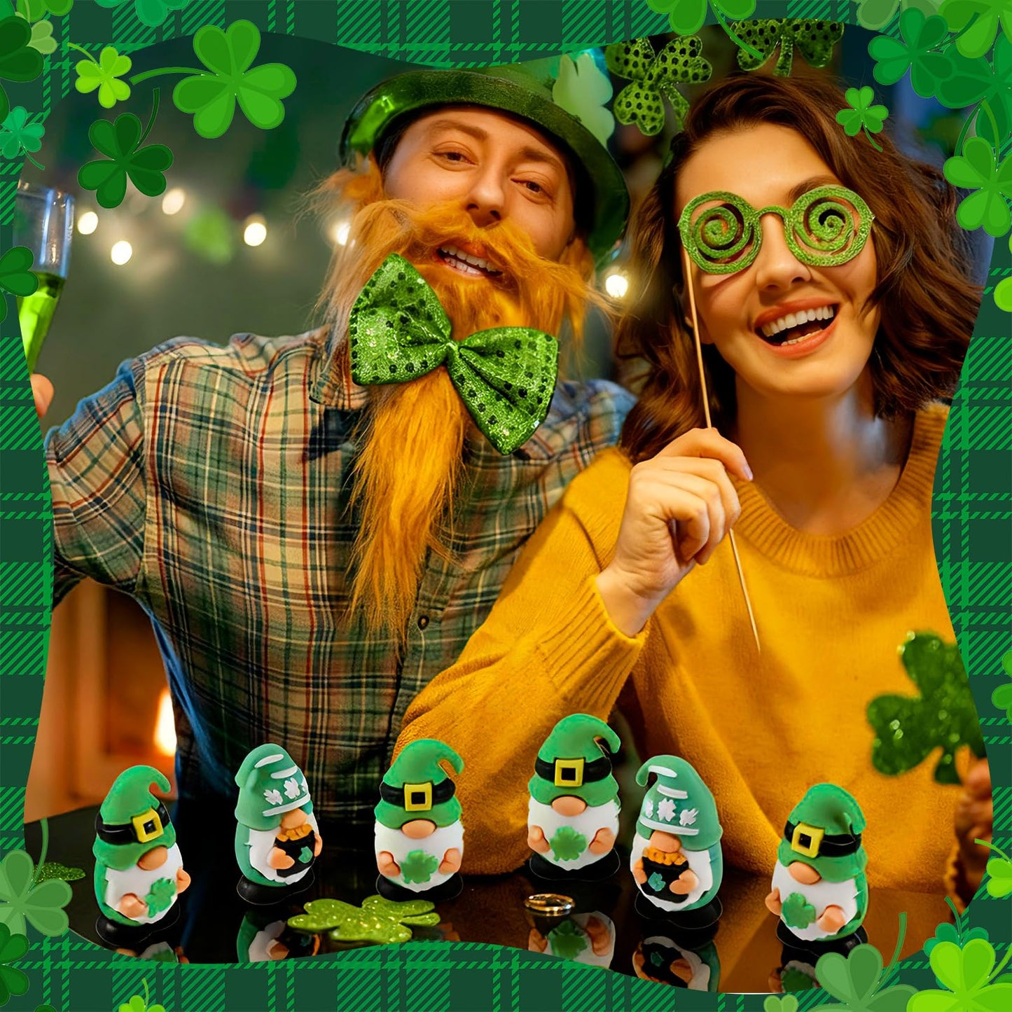 50 Pcs Mini St Patrick's Day Gnomes Bulks 1.57 Inch PVC Gnomes Figurine Gifts St Patrick's Day Collectible Figurines for Home Tabletop Farmhouse Shelf Decorations