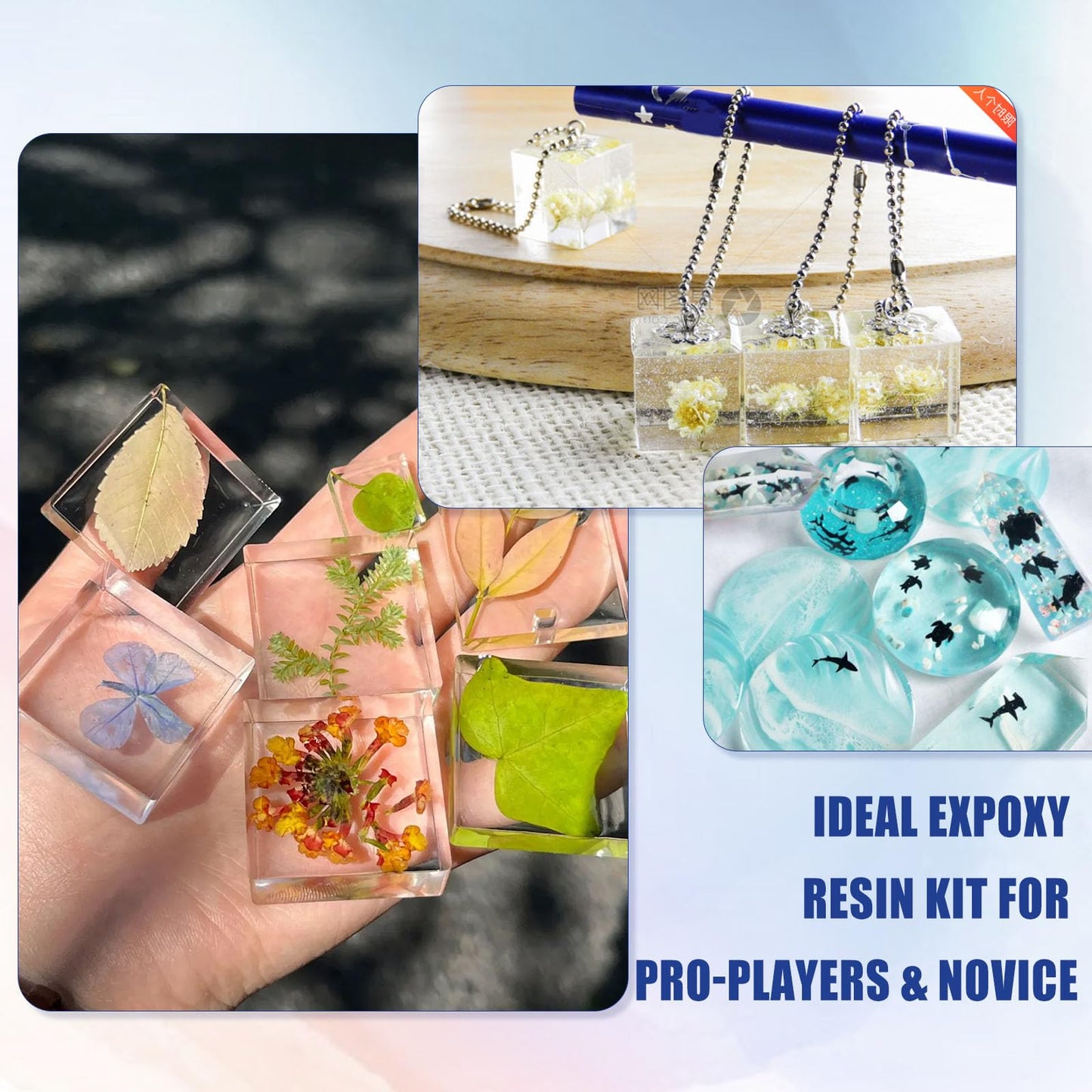 Epoxy Resin, 16 OZ Resin Kit, Self-Leveling Bubbles Free 8oz Resin and 8oz Hardener Resin Kit for Art DIY, Jewelry, Molds, Easy 1:1 Mix, DIY Crafts