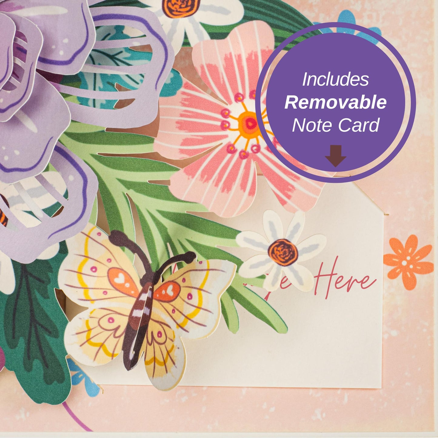 Frndly by Paper Love, Floral Bliss 3D Pop Up Card, Gift for Mothers Day, Birthday, Wedding, Anniversary, Thank You, Get Well, All Occasion - Handcrafted 100% Recycled and Eco-Friendly, 8" x 6" Cover - Includes Envelope and Note Tag