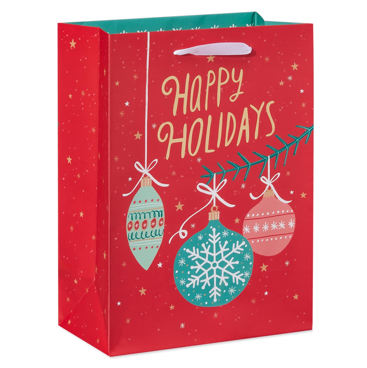 American Greetings 10" Medium Christmas Gift Bags, Santa, Ornaments, Stripes (4 Bags)