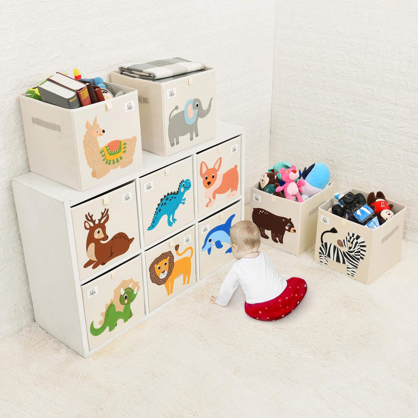 CLCROBD Foldable Animal Cube Storage Bins Fabric Toy Box/Chest/Organizer for Toddler/Kids Nursery, Playroom, 13 inch (Dog)
