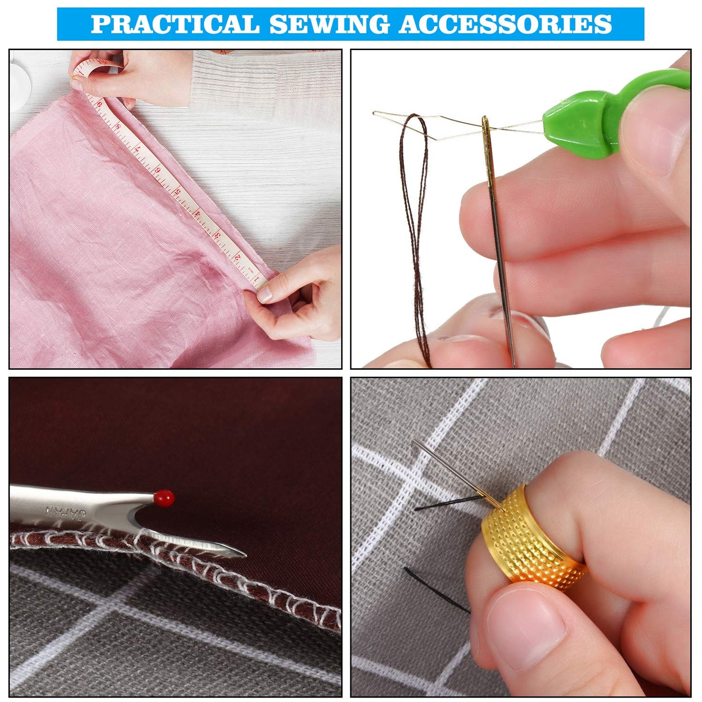 140 Pieces Sewing Tool Set Including Tomato Pin Cushion, Pumpkin Wrist Cushion, Glass Ball Head Pins, Self Threading Needle Gourd Shaped Needle Threaders, Seam Ripper, Thimble and Soft Tape Measure