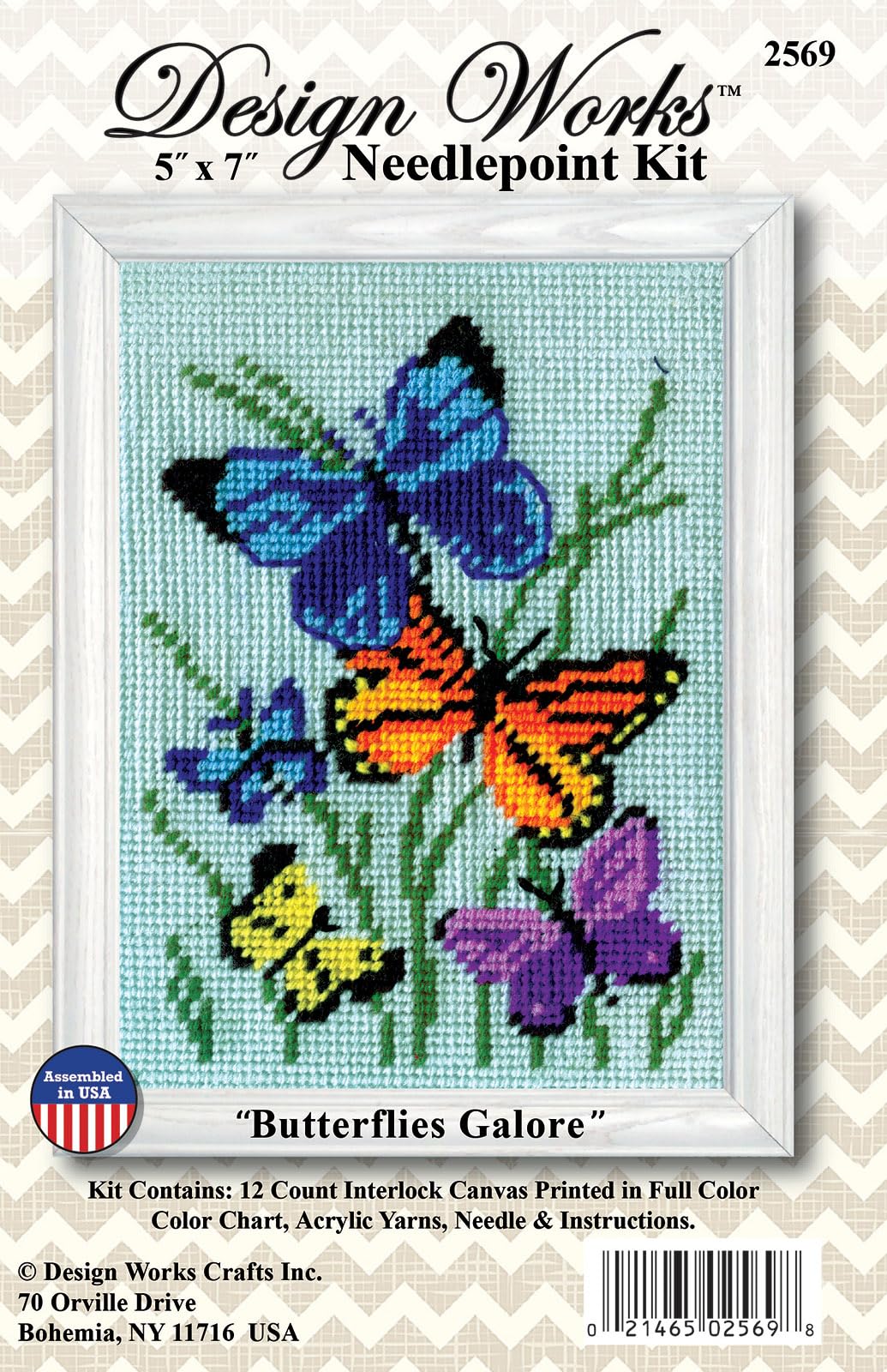Design Works Crafts 2569 Needlepoint Kit, Butterflies Galore, 5" X 7" Needlepoint Kit Butterflies Galore