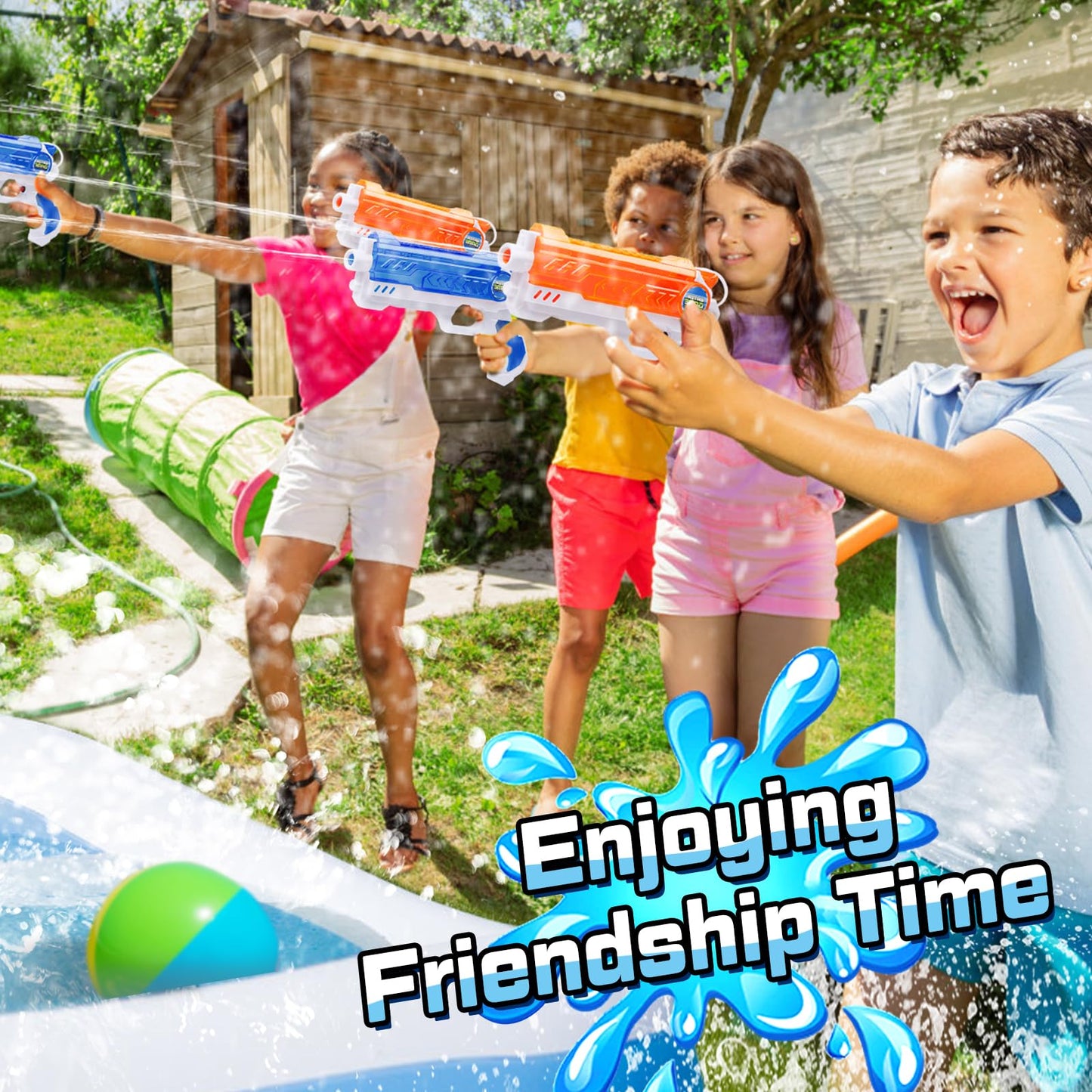 Quanquer 2 Pack Water Guns for Kids - 300cc Squirt Water Pistol Blaster Gun with Trigger for Boys Girls Toddlers, Summer Party Favors for Outdoor Swimming Pool Beach Water Fighting