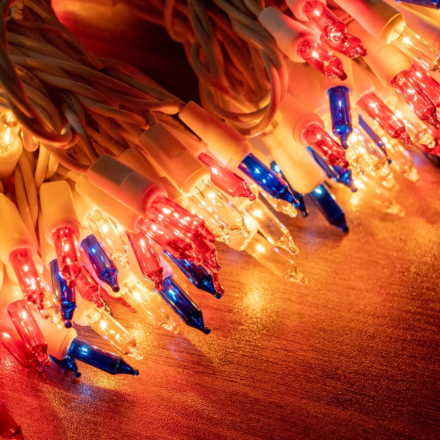 Red White and Blue 4th of July Lights, 20FT 100 Count Incandescent Patriotic Mini String Lights, Waterproof Independence Day Decorations for Outdoor Indoor Christmas Party Decor