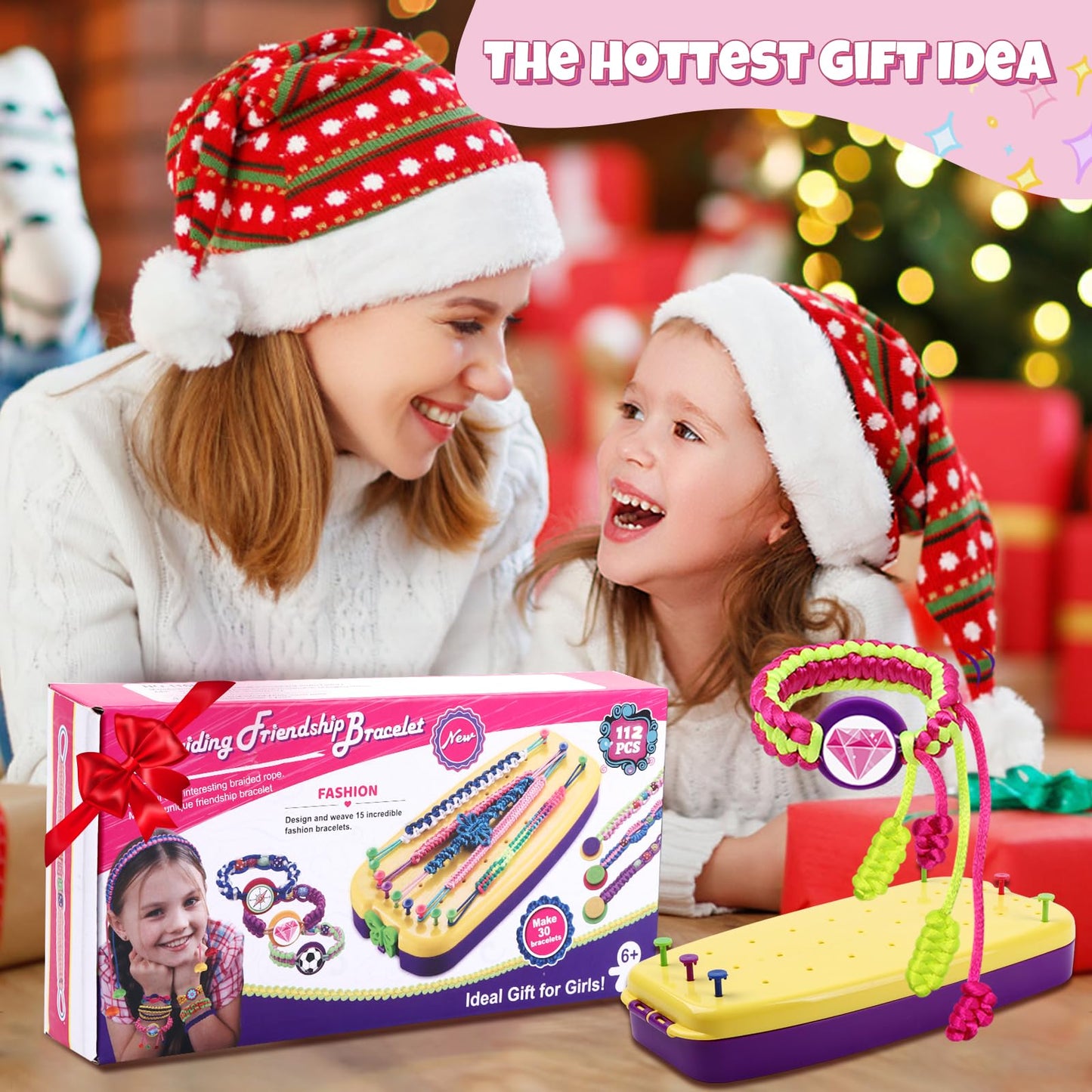 VIDIBESTY Stretchy Bracelet Making Kit for Girls 6-12, Elastic String DIY Arts & Crafts Bulk Toy Set, Friendship Jewelry Maker Tool, Popular Christmas Birthday Gifts for Kids Ages 7 8 9 10 11(112PCS)