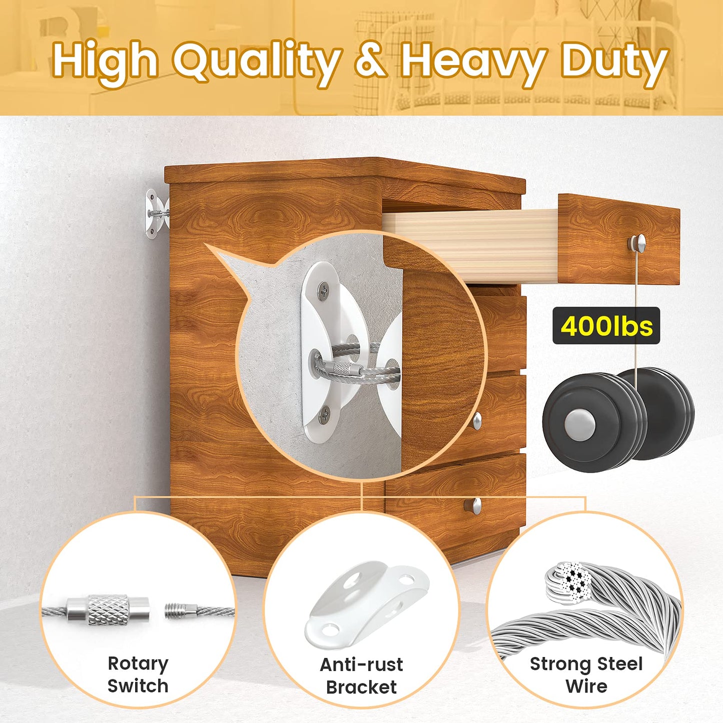 Furniture Anchors (10 Pack) for Baby Proofing, Furniture Straps Anti Tip Furniture Anchor